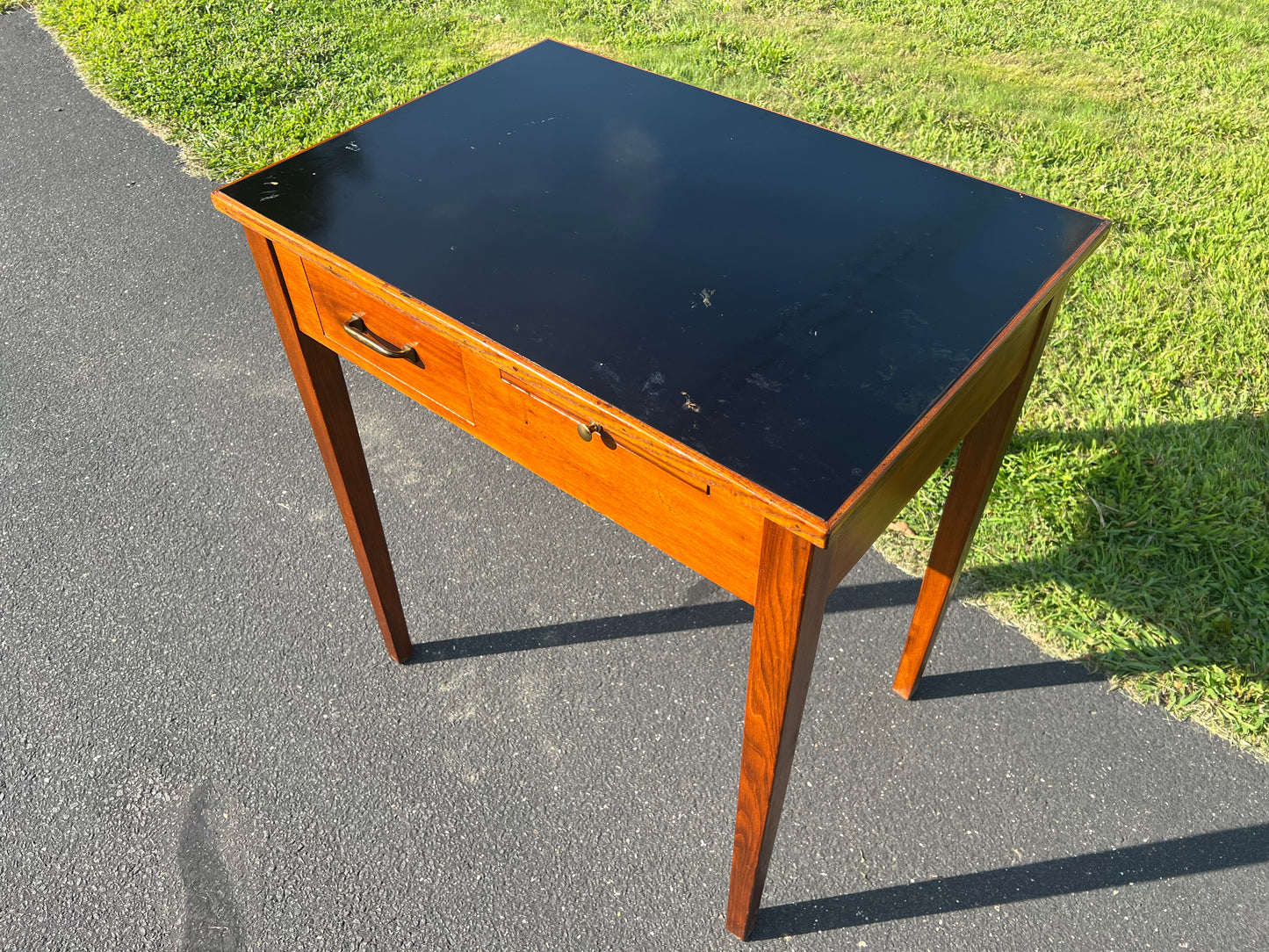 Vintage Mid-Century Black Top Chemistry Lab Table