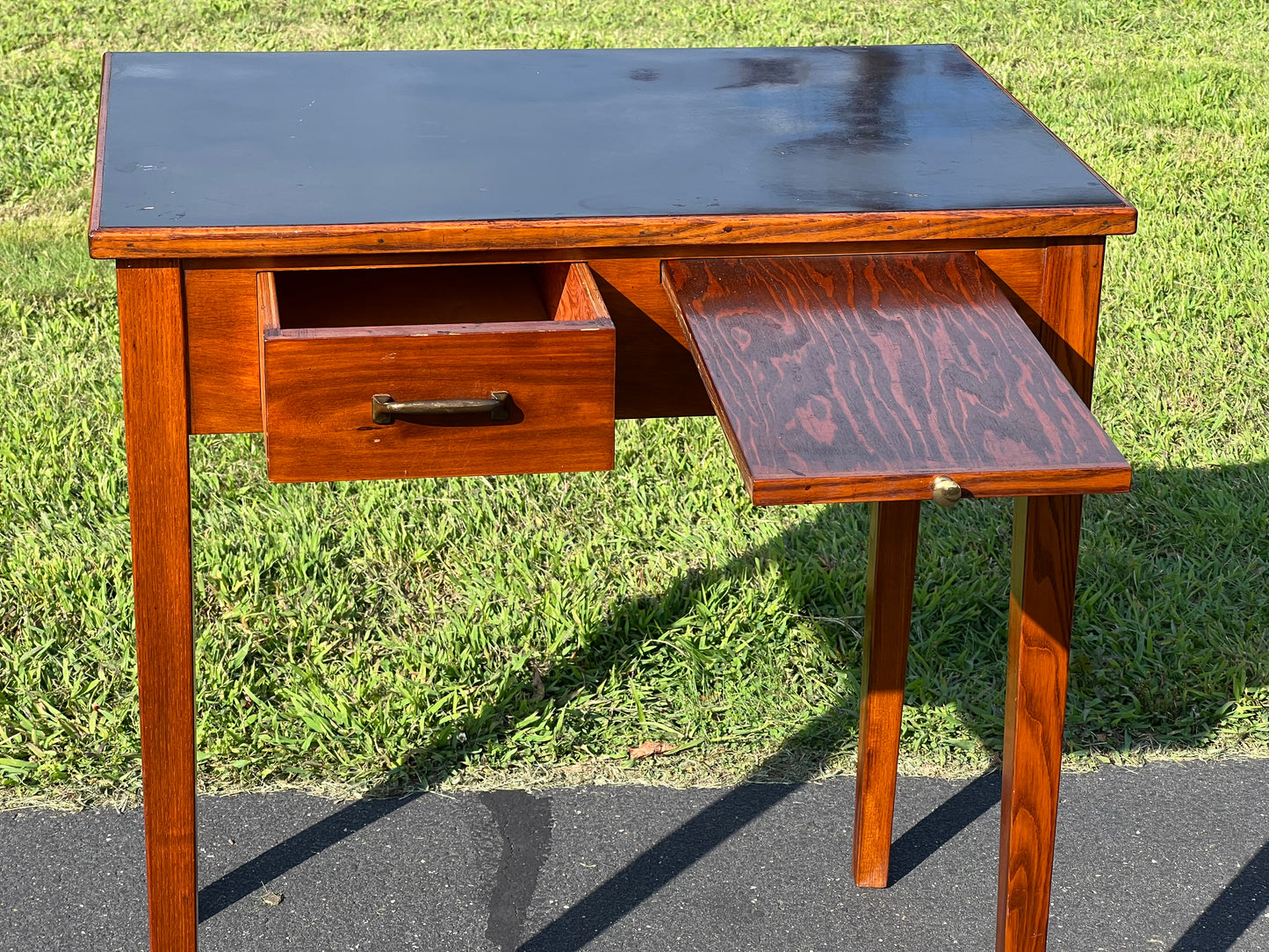 Vintage Mid-Century Black Top Chemistry Lab Table