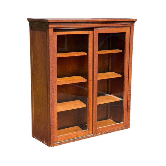 Antique Tiger Oak Glass Door Bookcase c. 1920