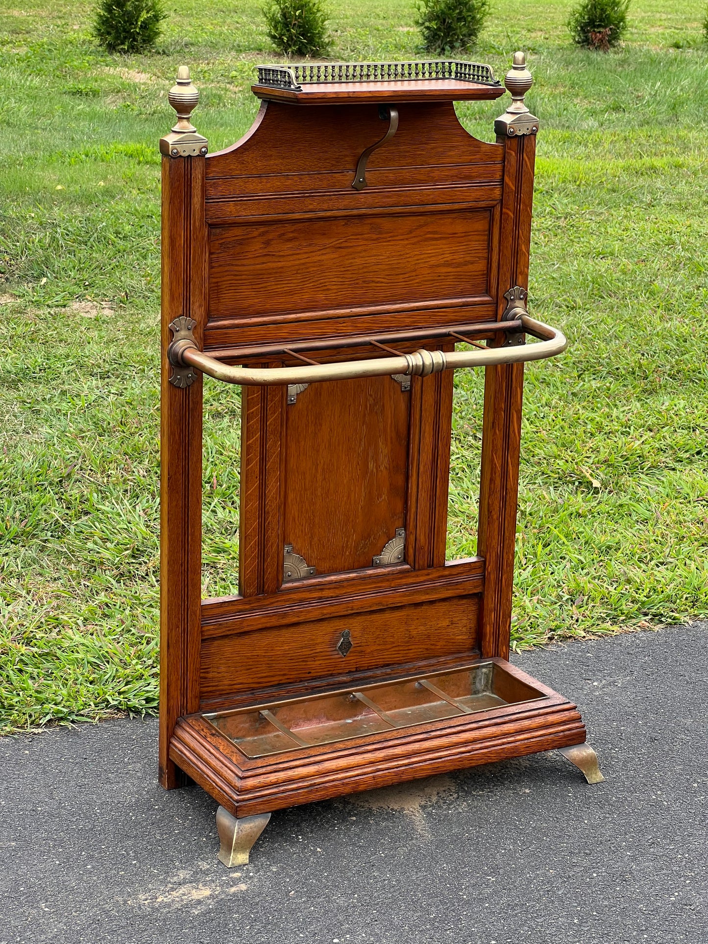 Antique Victorian Oak Umbrella Stand by James Shoolbred & Co. c. 1880