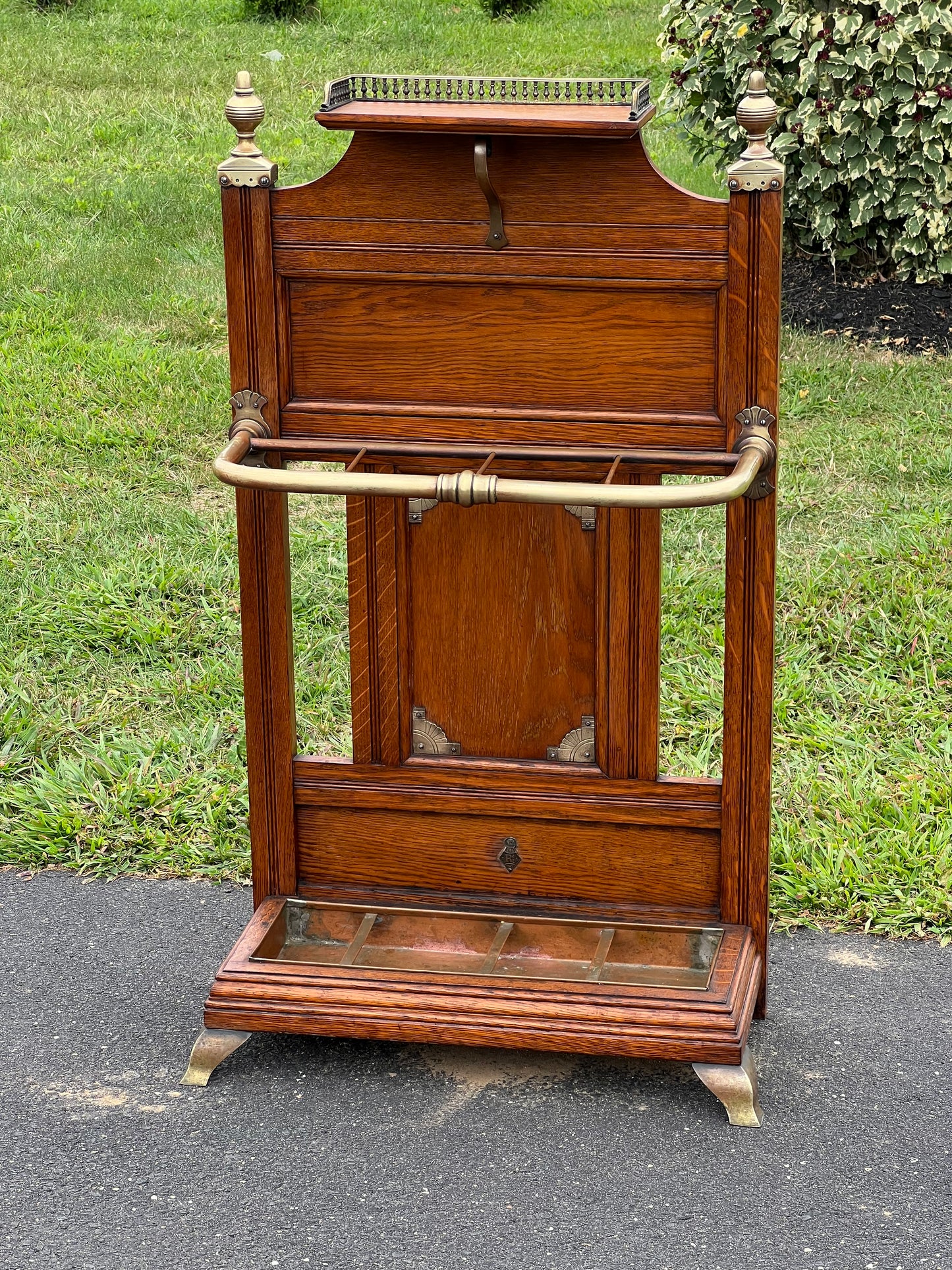 Antique Victorian Oak Umbrella Stand by James Shoolbred & Co. c. 1880