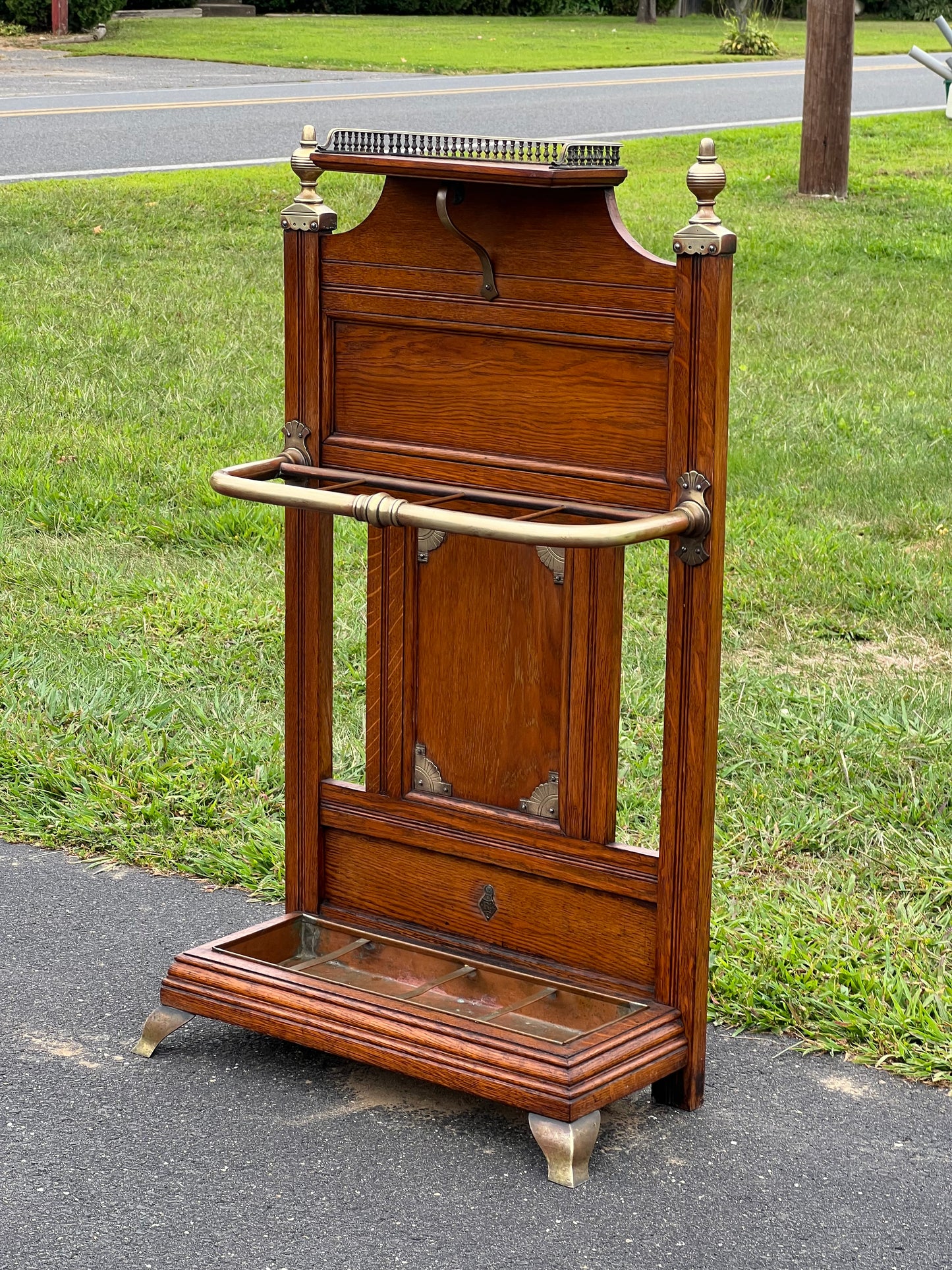 Antique Victorian Oak Umbrella Stand by James Shoolbred & Co. c. 1880