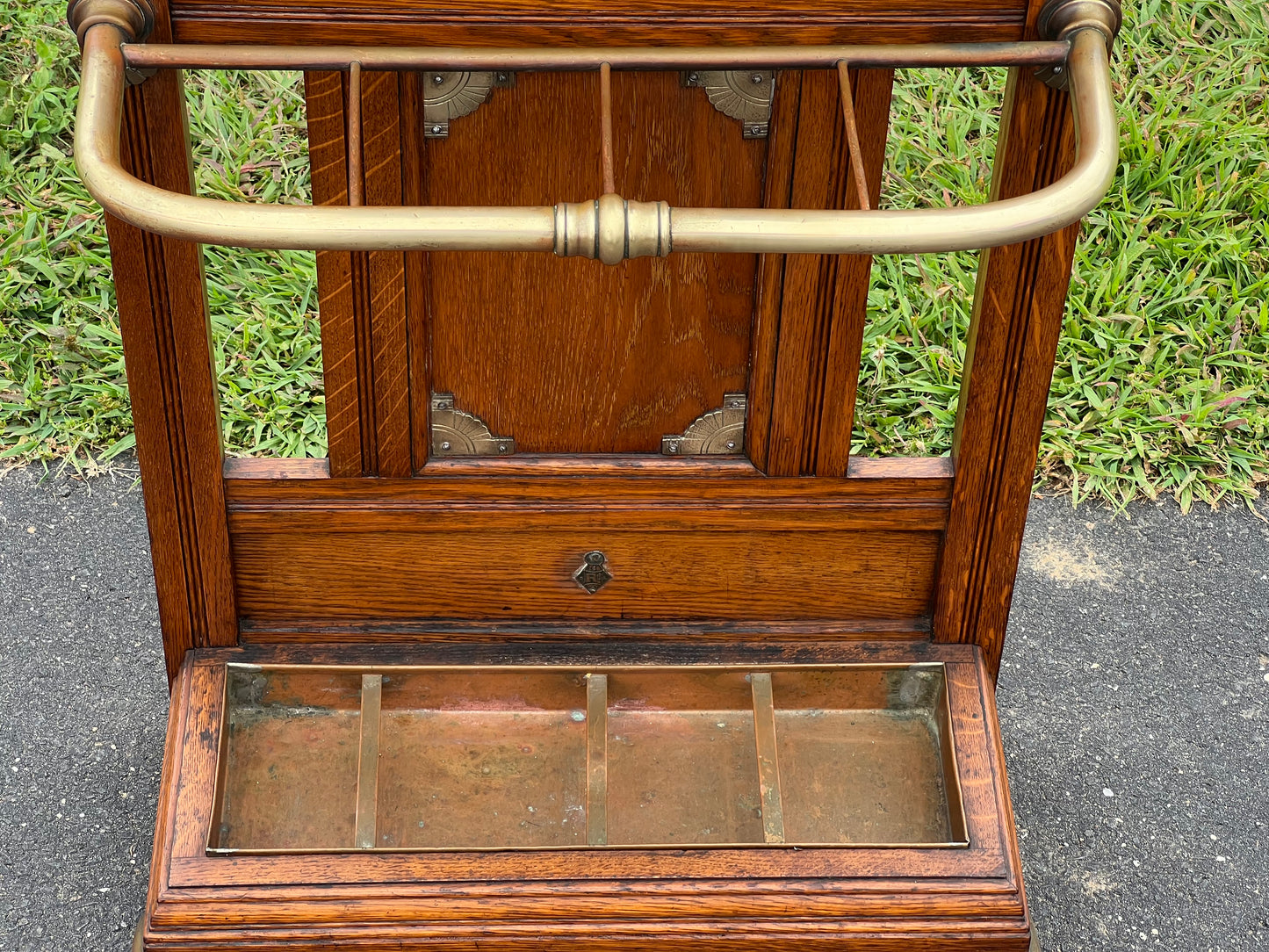 Antique Victorian Oak Umbrella Stand by James Shoolbred & Co. c. 1880