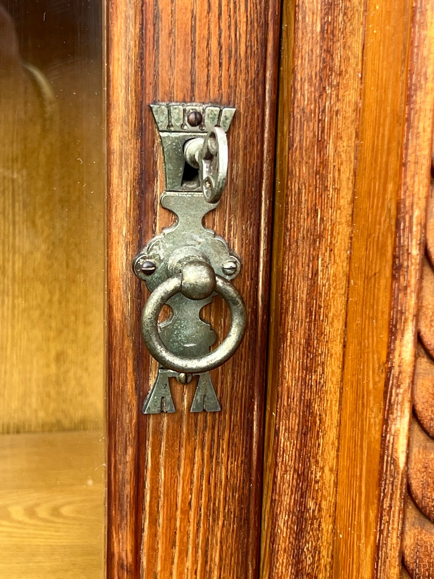 Antique Monumental Eastlake Victorian Chestnut Glass Door Bookcase