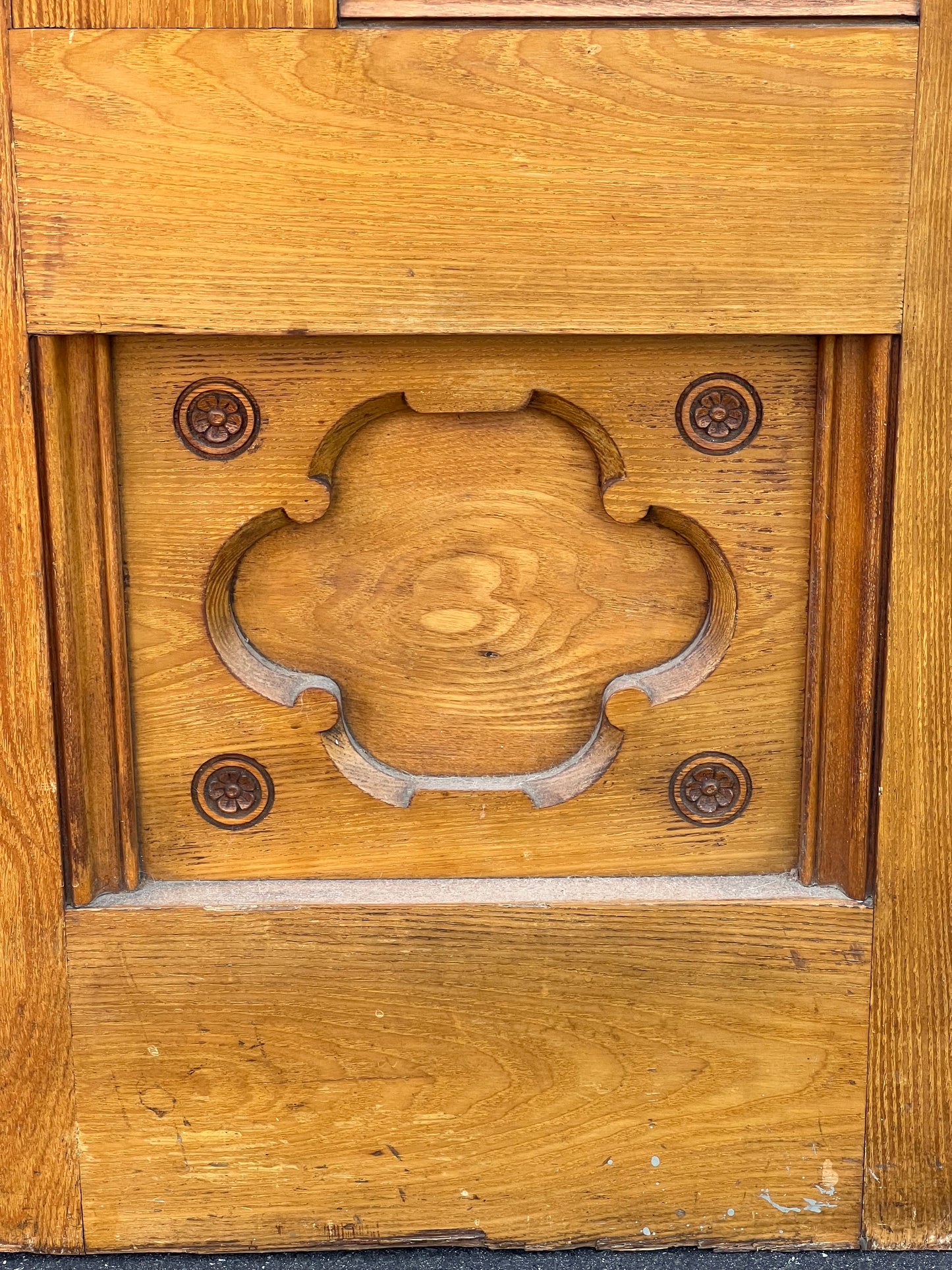 Antique Monumental Eastlake Victorian Chestnut Glass Door Bookcase