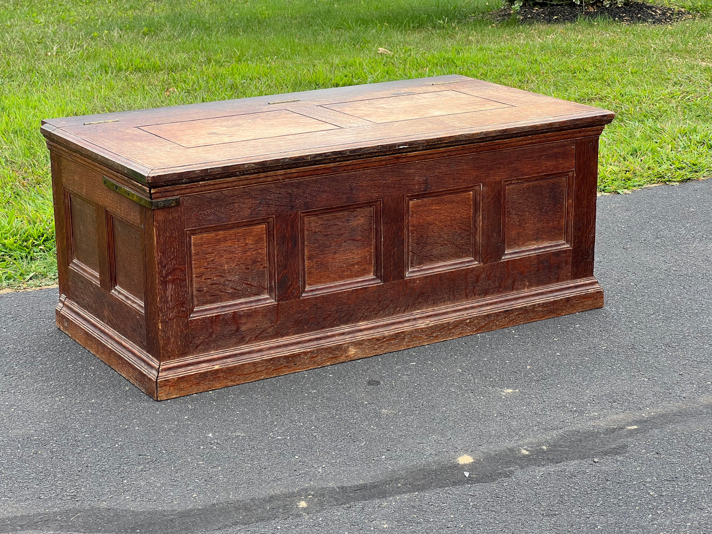 Antique 19th Century Quarter Sawn Oak Window Seat and Blanket Chest