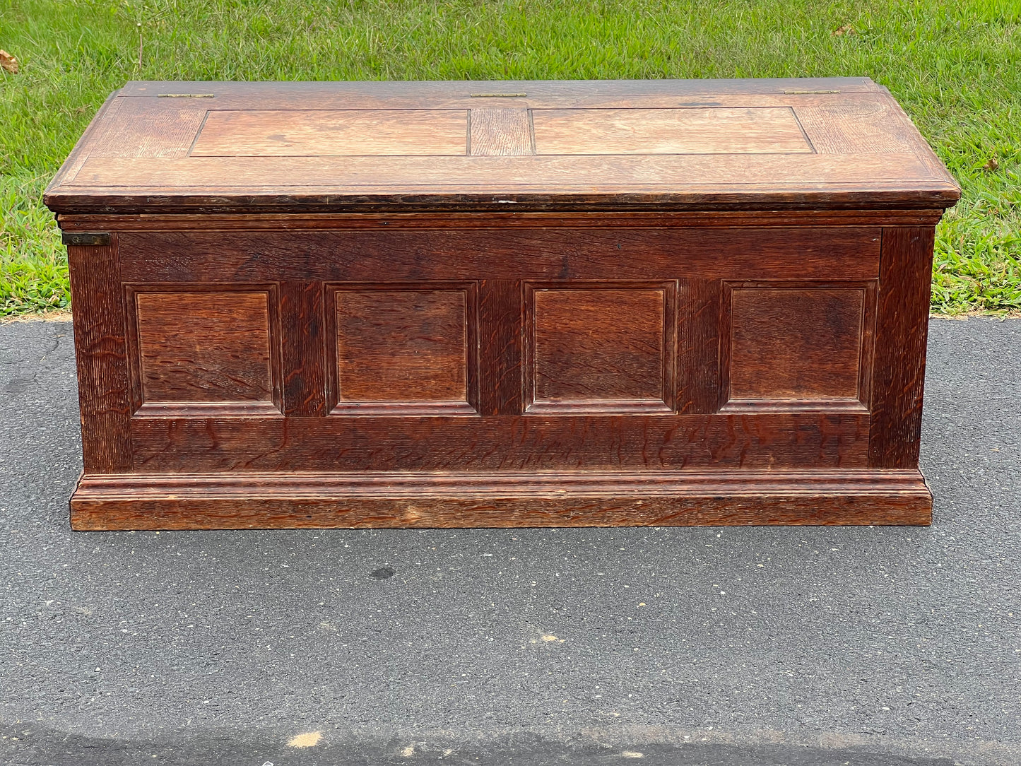 Antique 19th Century Quarter Sawn Oak Window Seat and Blanket Chest