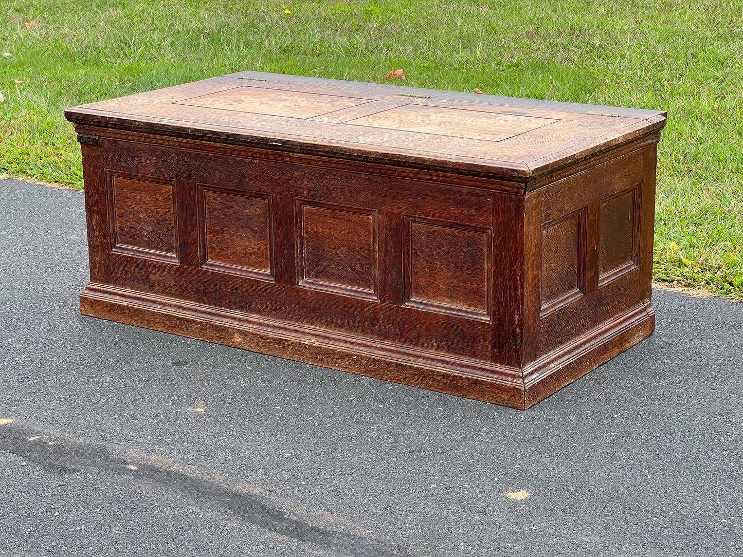 Antique 19th Century Quarter Sawn Oak Window Seat and Blanket Chest