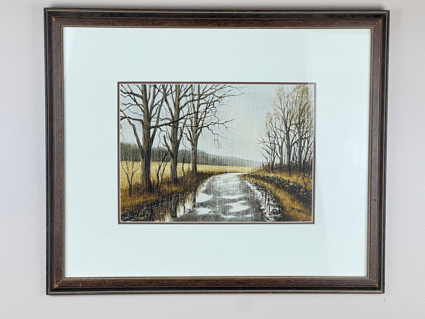 “Heavy Rain” Framed Watercolor by Bill Ely 1990