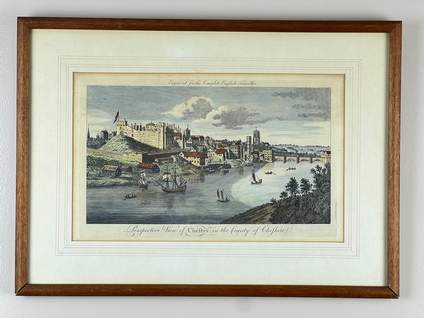 “Perspective View of Chester, in the County of Cheshire” Engraved for the Complete English Traveler, Framed Print