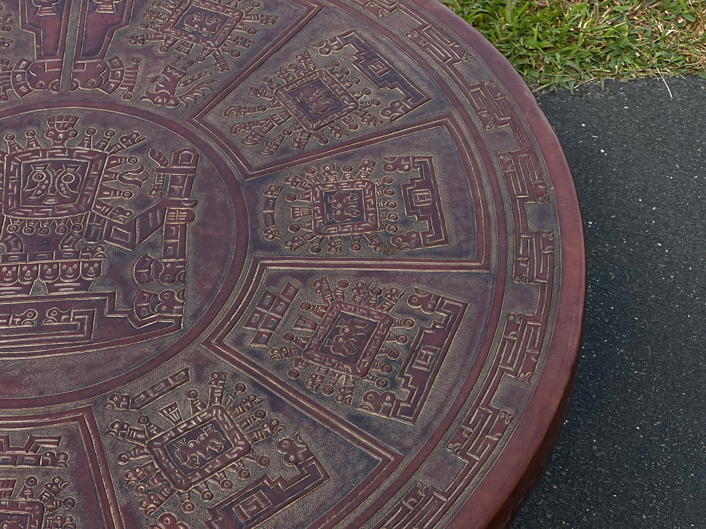 Mid-Century Angel Pazmino Tooled Leather Coffee Table for Muebles de Estilo, Ecuador c. 1960s