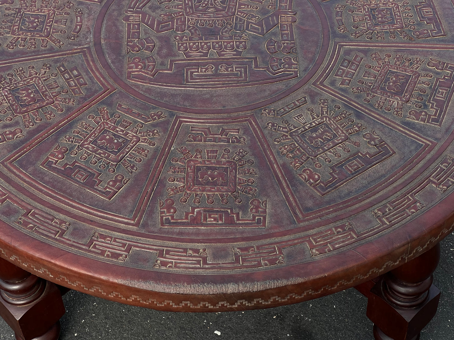 Mid-Century Angel Pazmino Tooled Leather Coffee Table for Muebles de Estilo, Ecuador c. 1960s