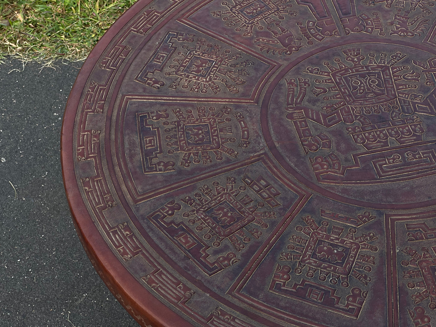 Mid-Century Angel Pazmino Tooled Leather Coffee Table for Muebles de Estilo, Ecuador c. 1960s