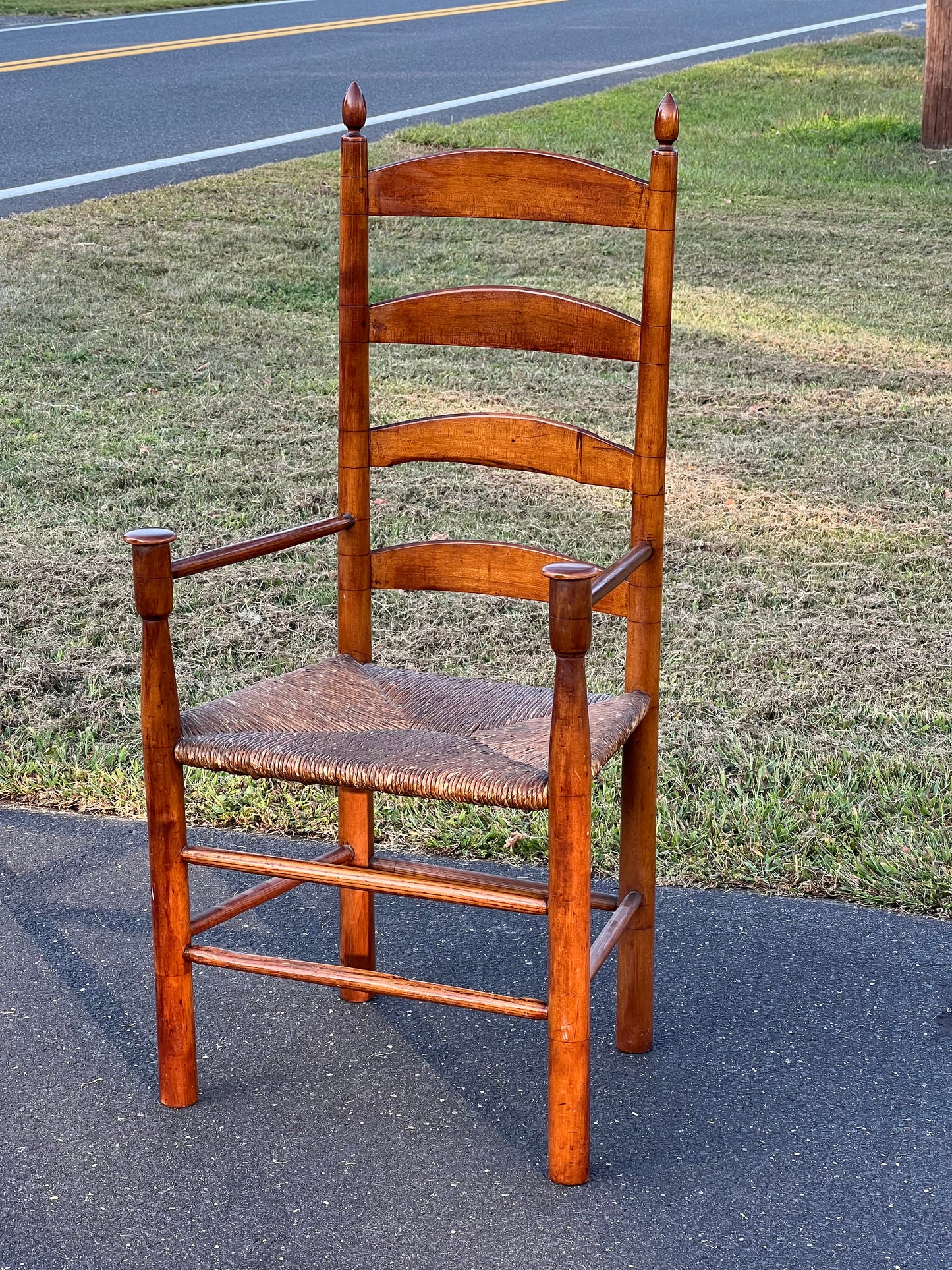 Antique Four Slat Mushroom Arm chair Attributed to the New Lebanon Shakers