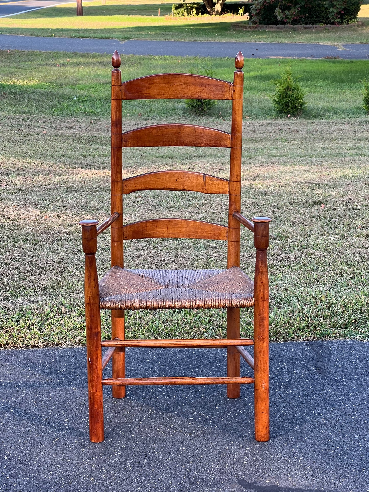 Antique Four Slat Mushroom Arm chair Attributed to the New Lebanon Shakers