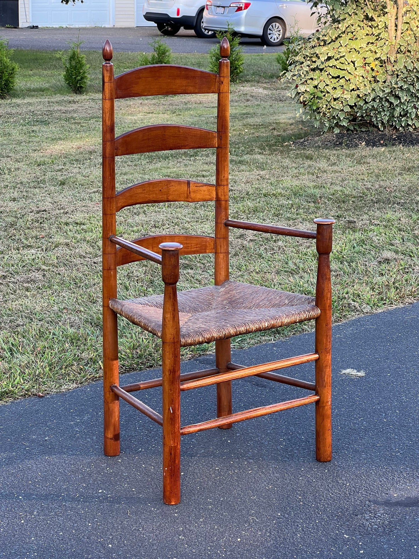 Antique Four Slat Mushroom Arm chair Attributed to the New Lebanon Shakers