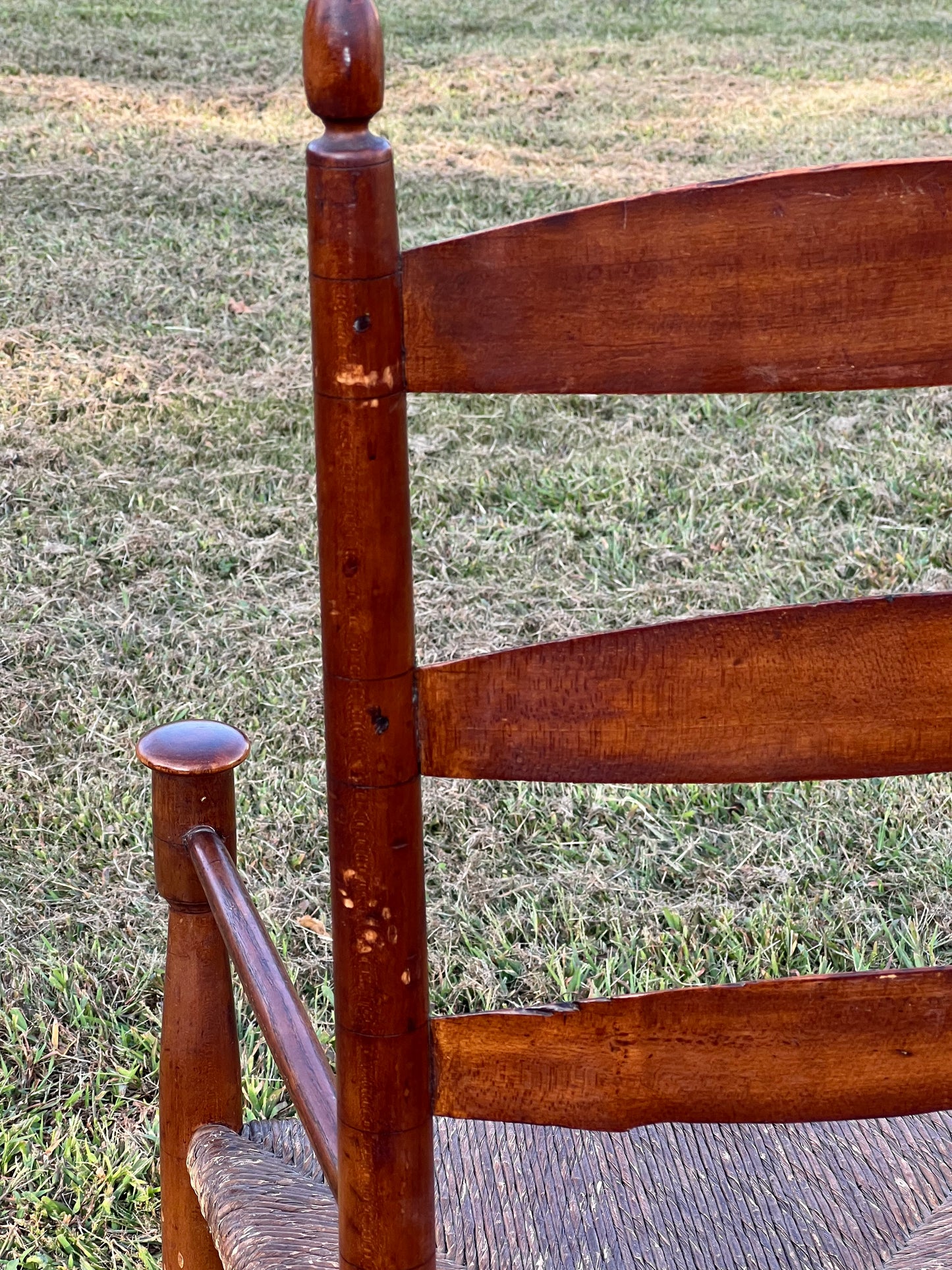 Antique Four Slat Mushroom Arm chair Attributed to the New Lebanon Shakers