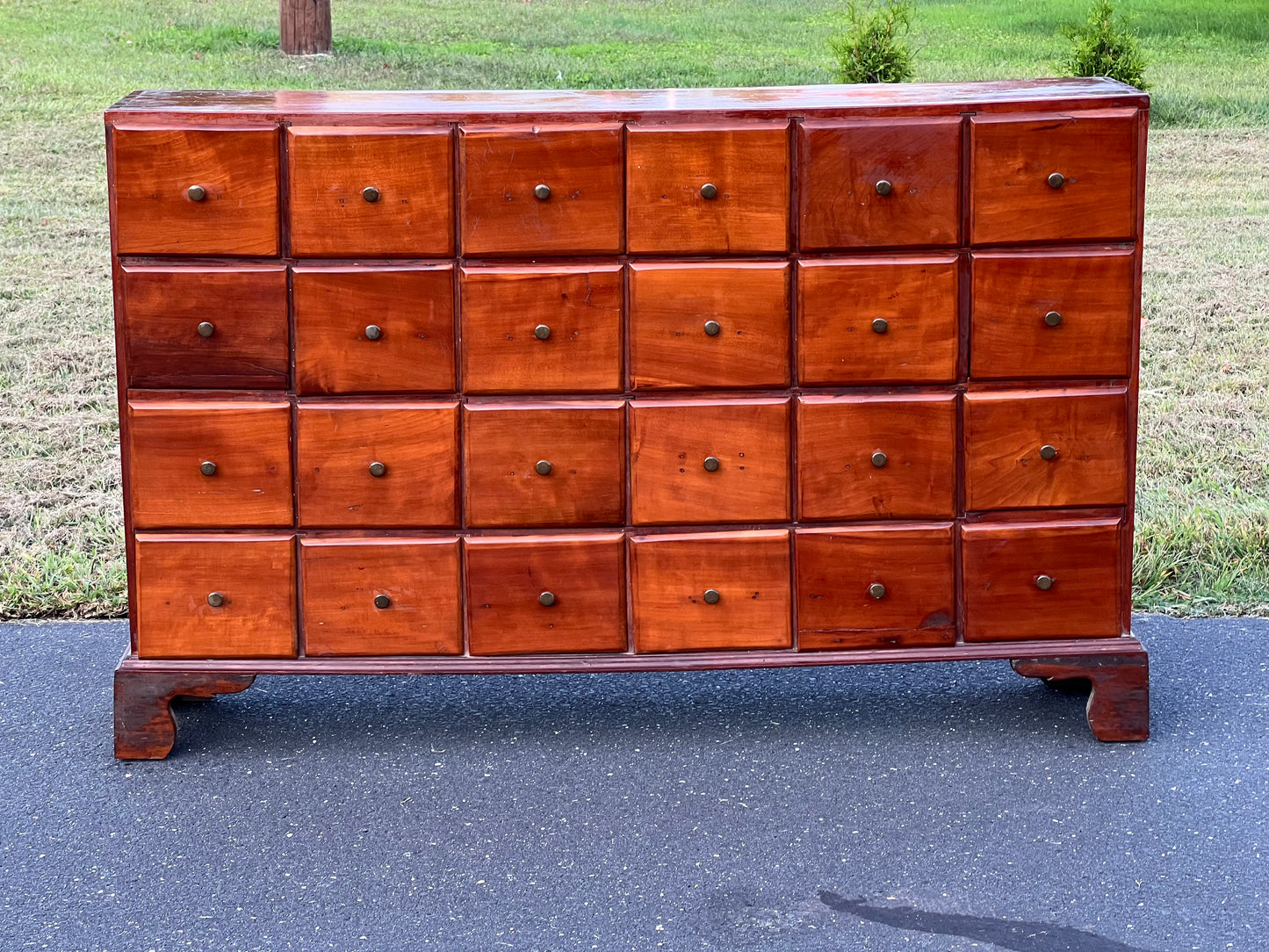 Antique 19th Century Cherry Chippendale General Store Multi-drawer Apothecary