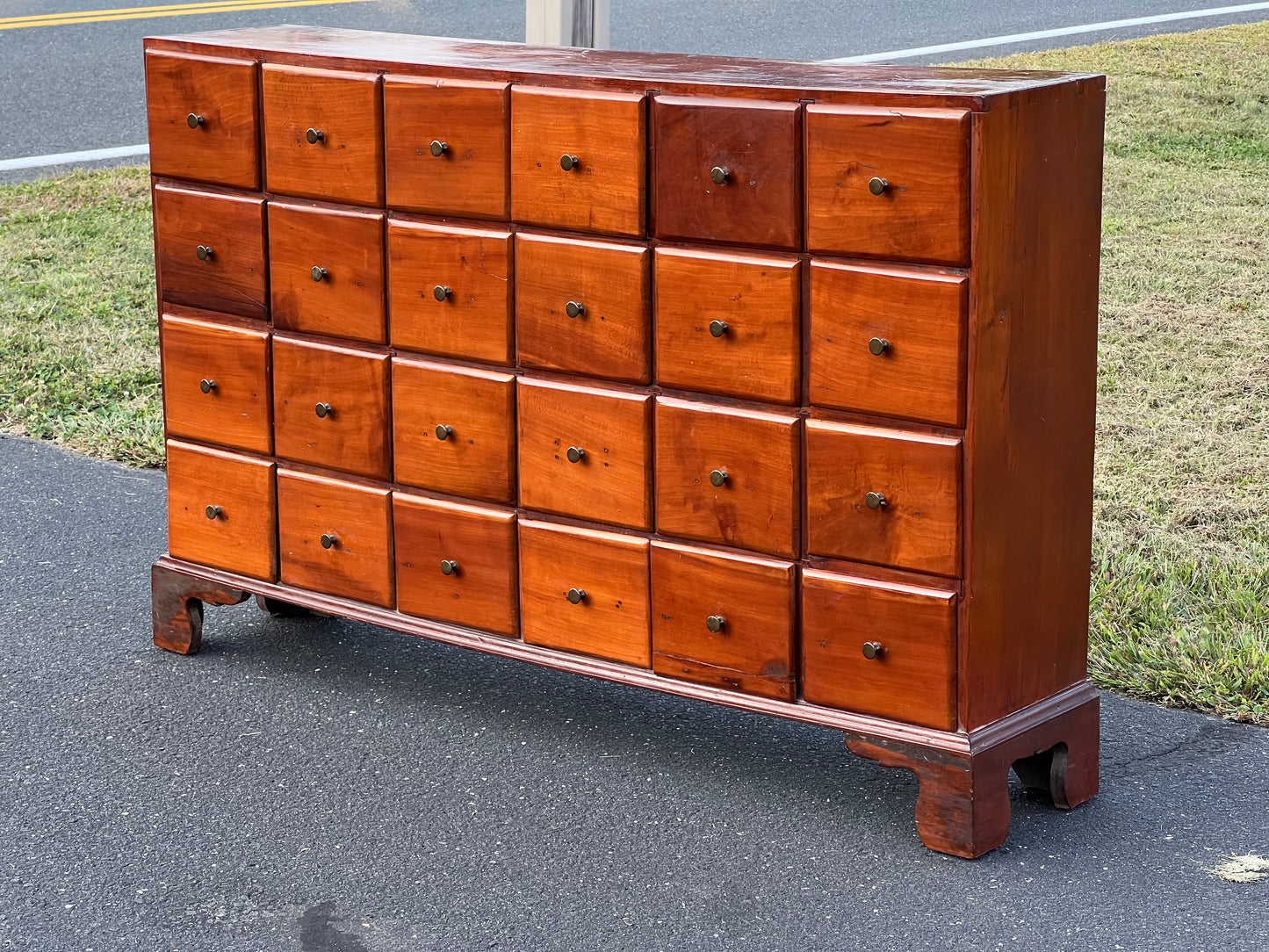 Antique 19th Century Cherry Chippendale General Store Multi-drawer Apothecary