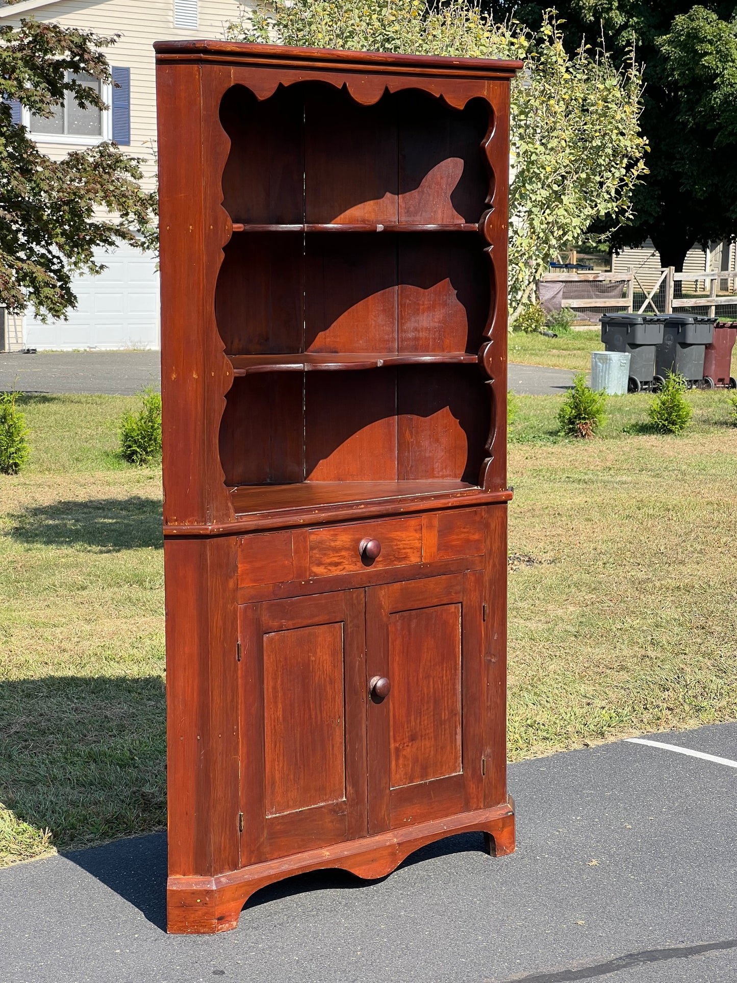 Antique Early 19th Century Country Pine Corner Cabinet