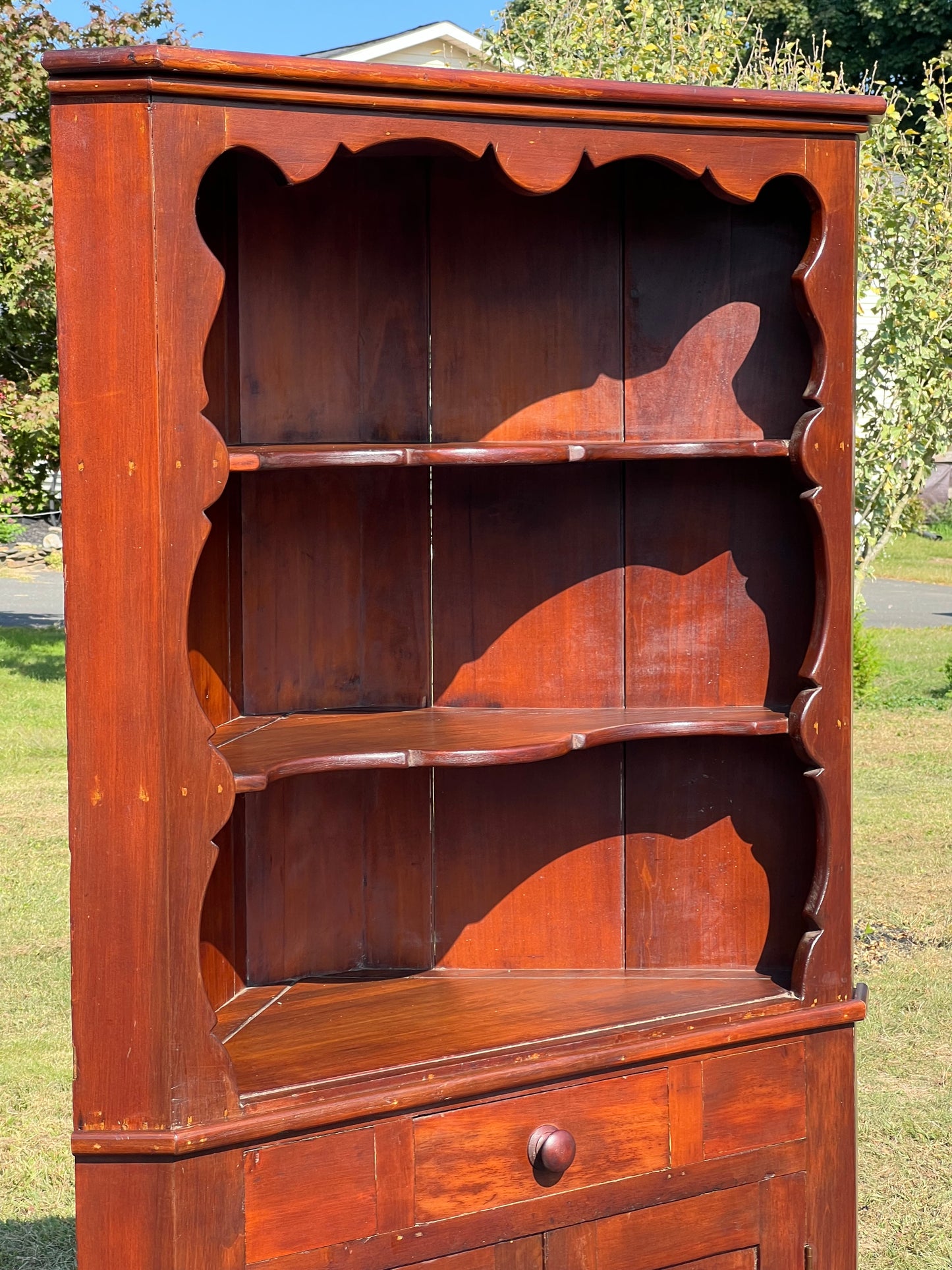 Antique Early 19th Century Country Pine Corner Cabinet