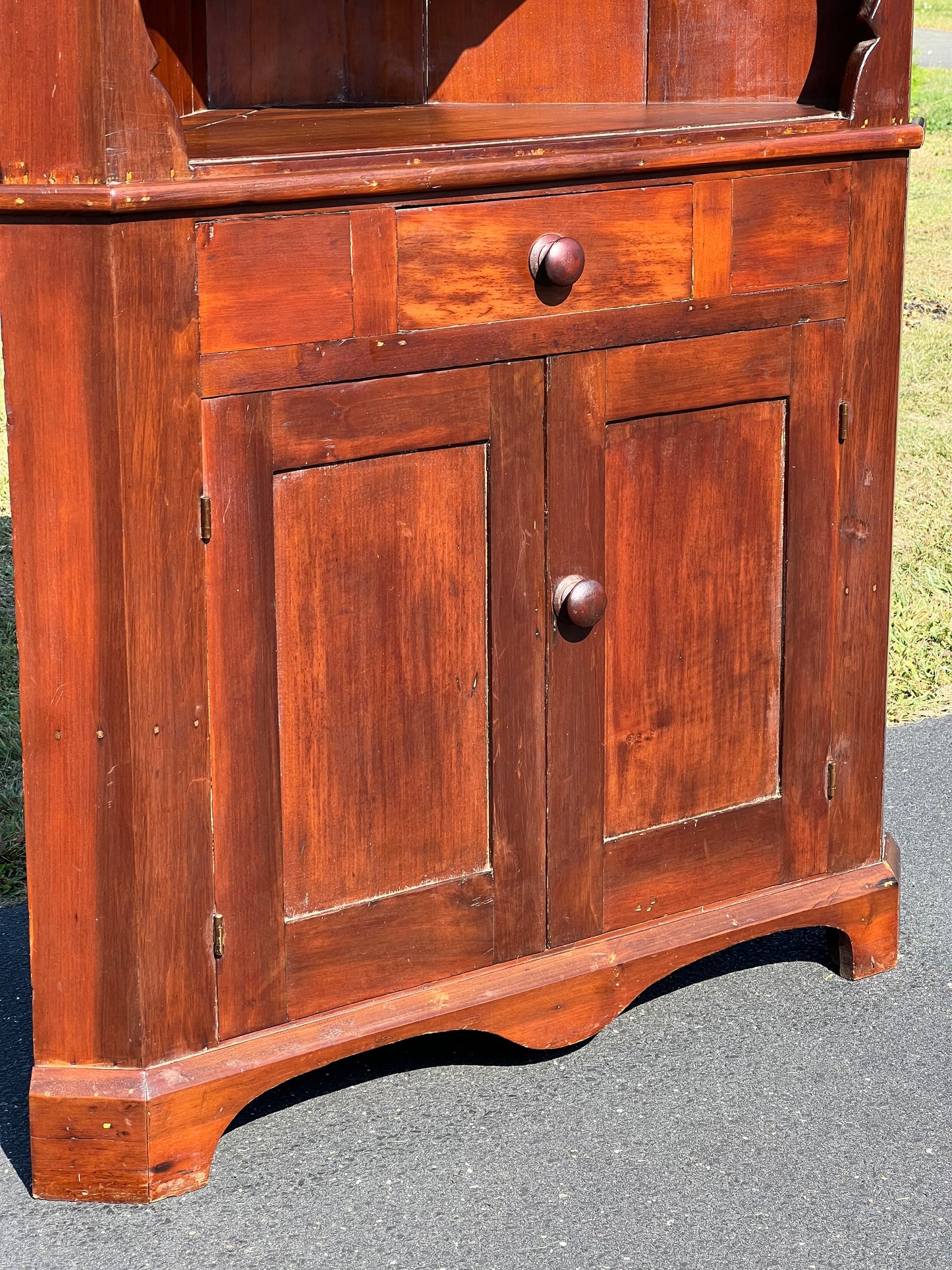 Antique Early 19th Century Country Pine Corner Cabinet