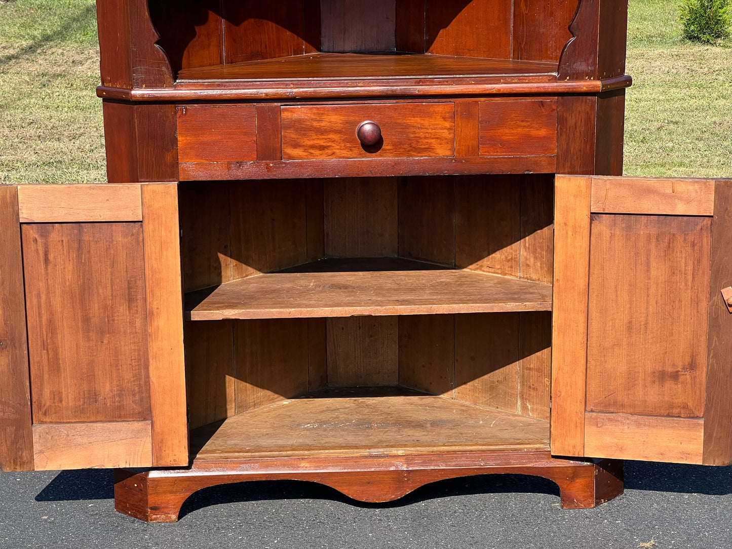 Antique Early 19th Century Country Pine Corner Cabinet