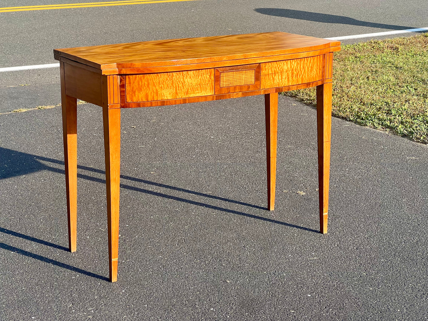 Antique Federal Hepplewhite Tiger Maple Game Table c. 1830