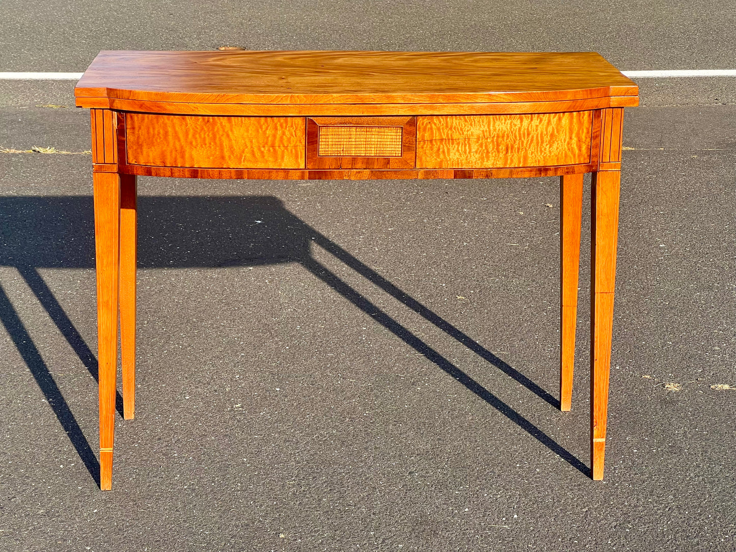 Antique Federal Hepplewhite Tiger Maple Game Table c. 1830