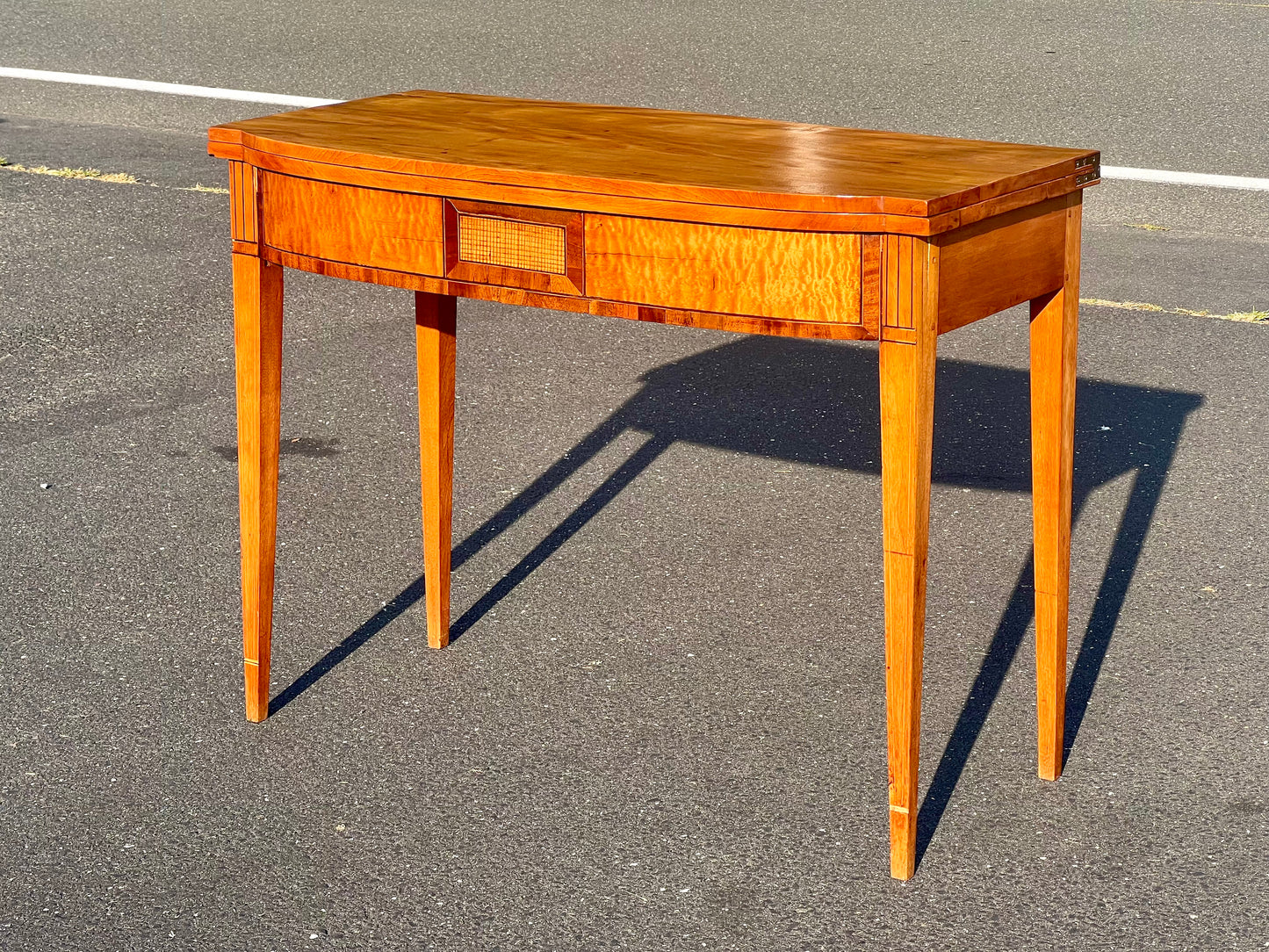 Antique Federal Hepplewhite Tiger Maple Game Table c. 1830