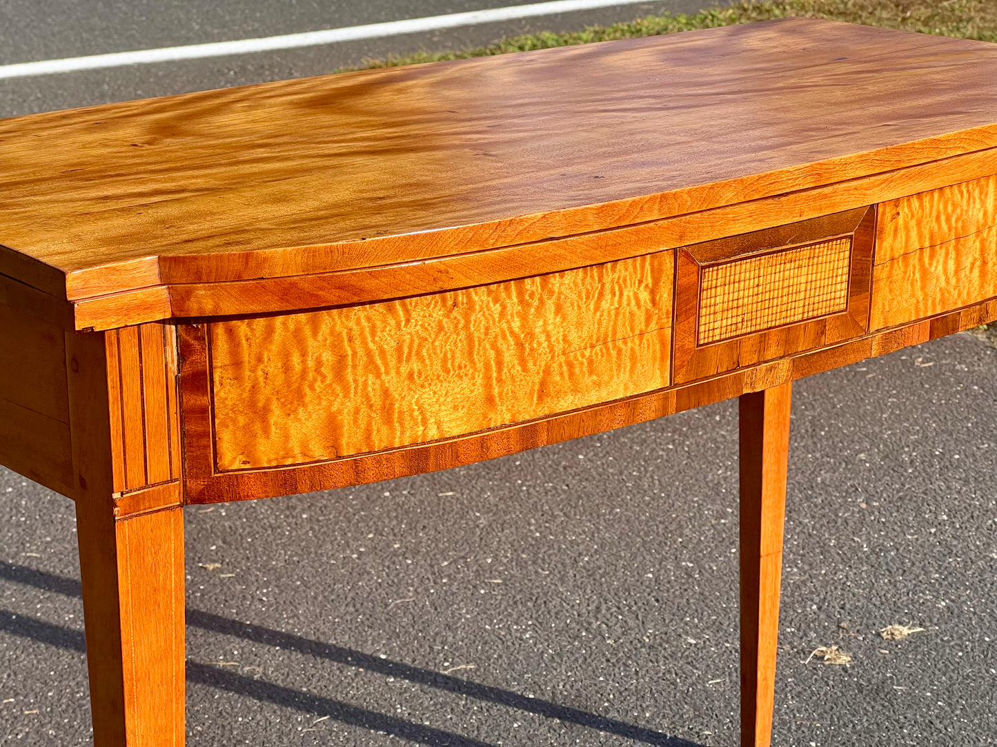 Antique Federal Hepplewhite Tiger Maple Game Table c. 1830