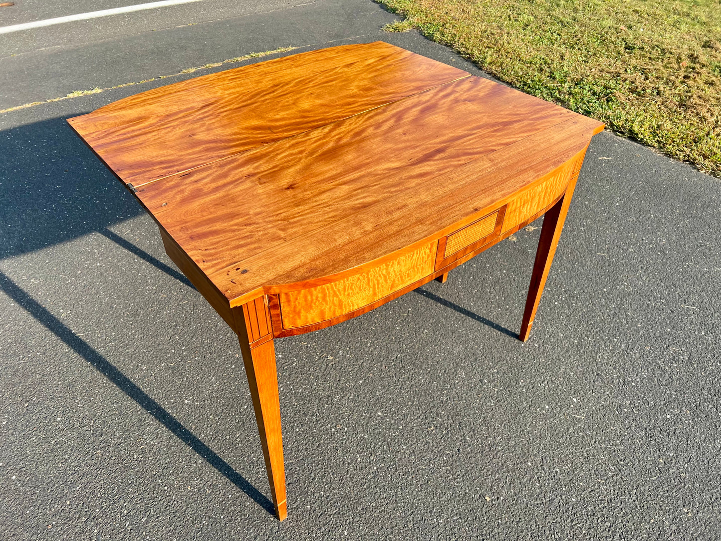 Antique Federal Hepplewhite Tiger Maple Game Table c. 1830