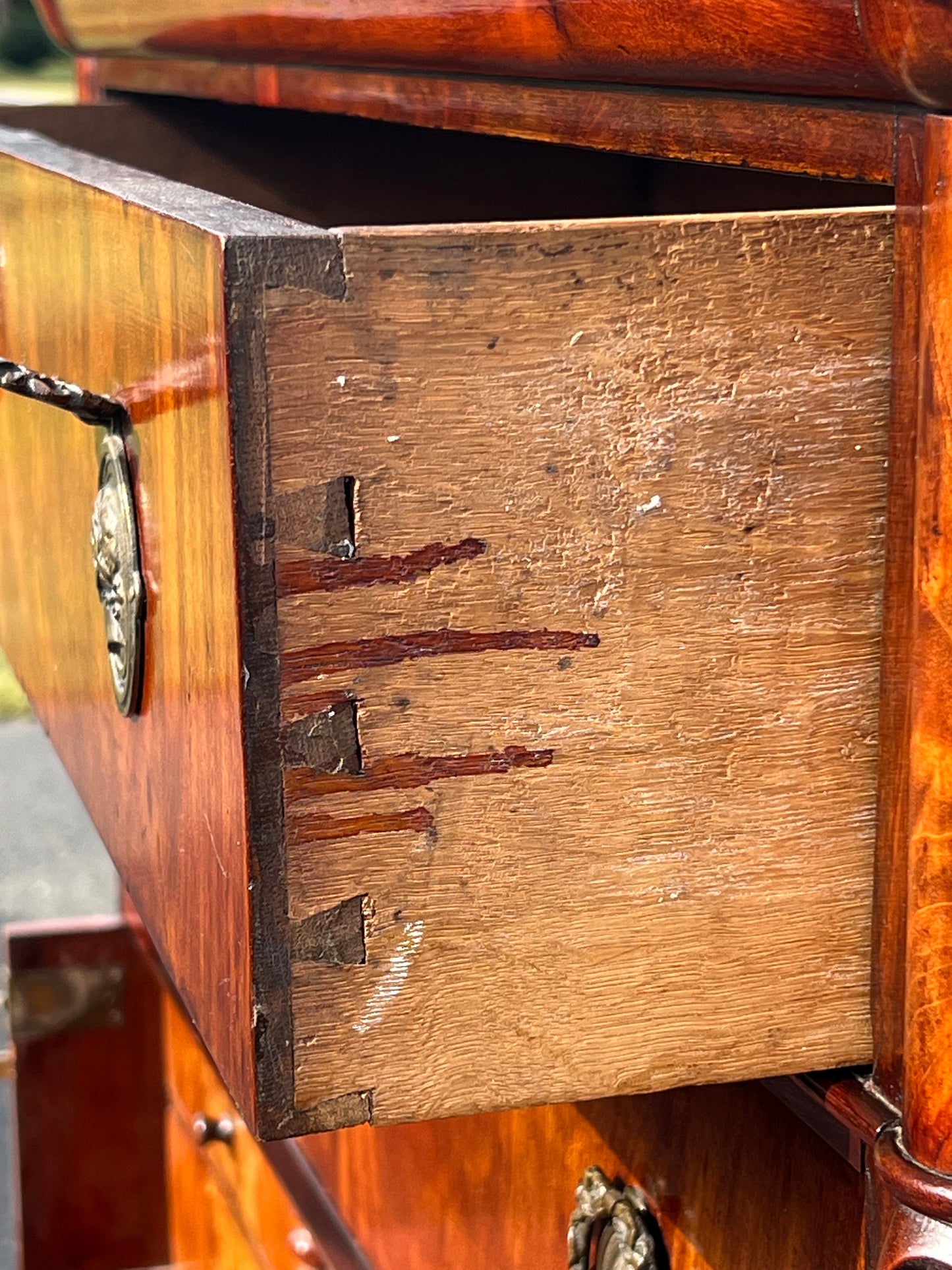 Fine Antique French Napoleon III Six Drawer Mahogany Chest with Butlers Secretary c. Mid 1800s