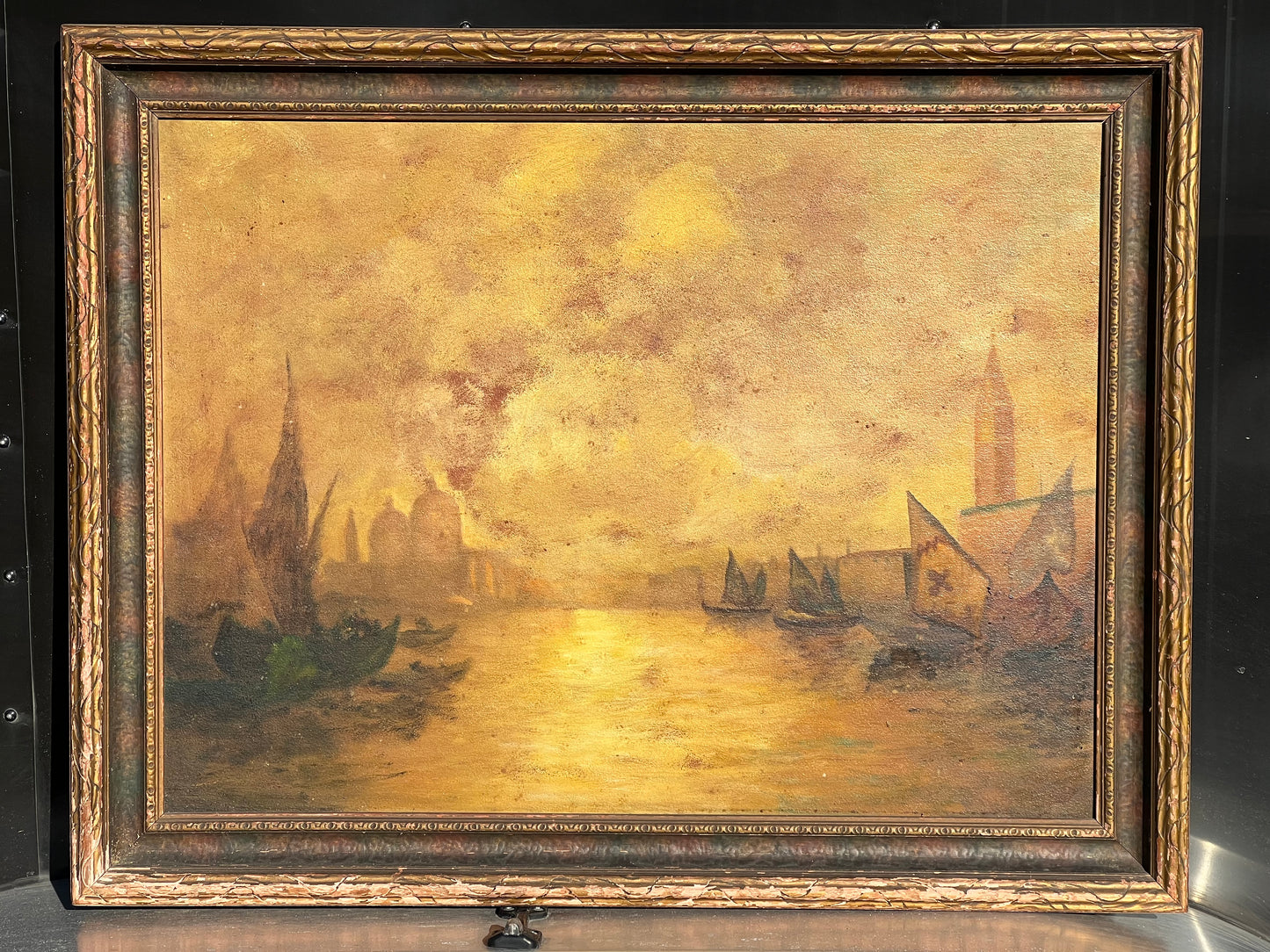 Oil on Board Painting of Venice Grand Canal Signed Eugene Du Theil