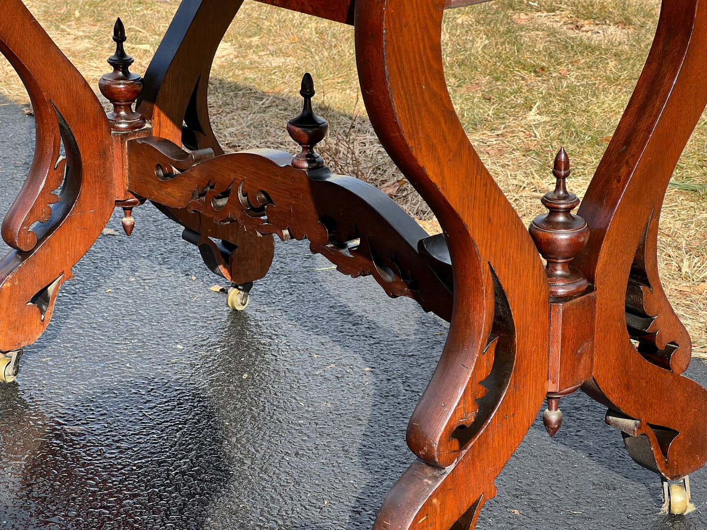 Antique Victorian Mahogany Sow Belly Sewing Stand c. 1850