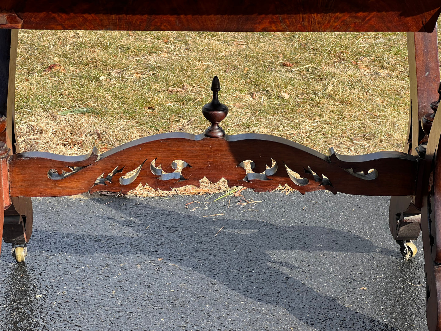 Antique Victorian Mahogany Sow Belly Sewing Stand c. 1850