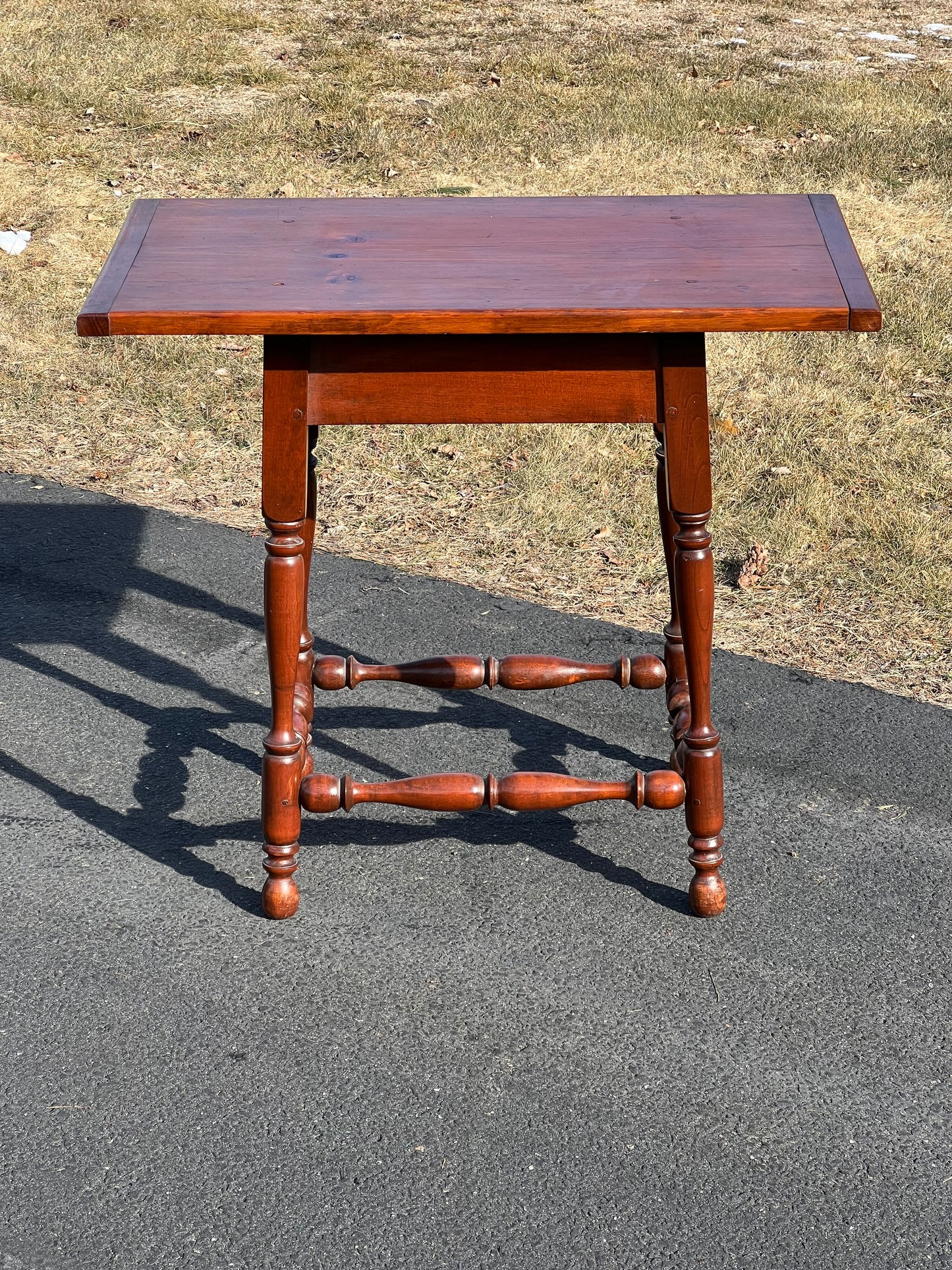 Good Reproduction Colonial Pine Tavern Table with Breadboard Ends