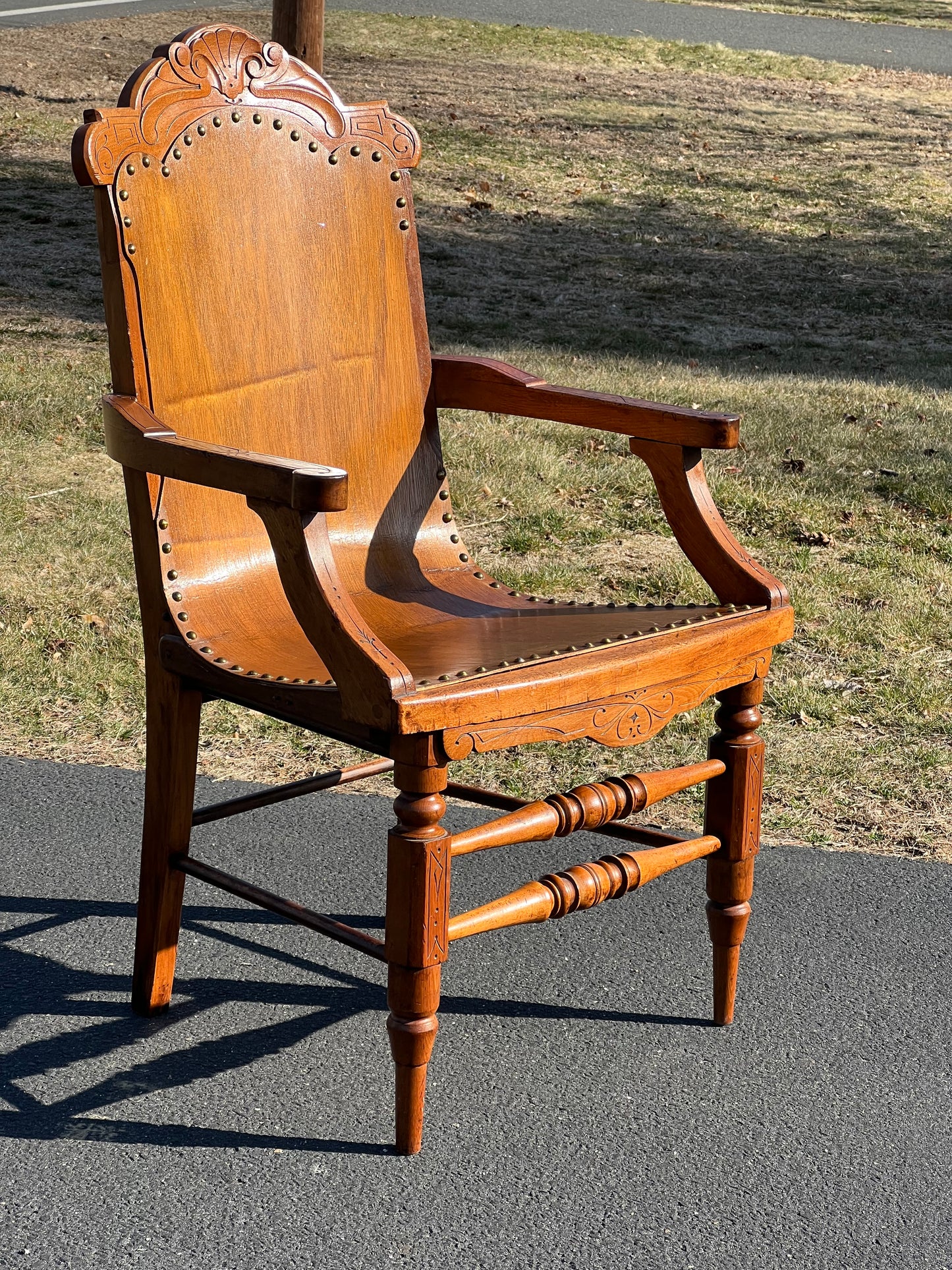 Antique Eastlake Victorian Fruitwood Parlor Chair