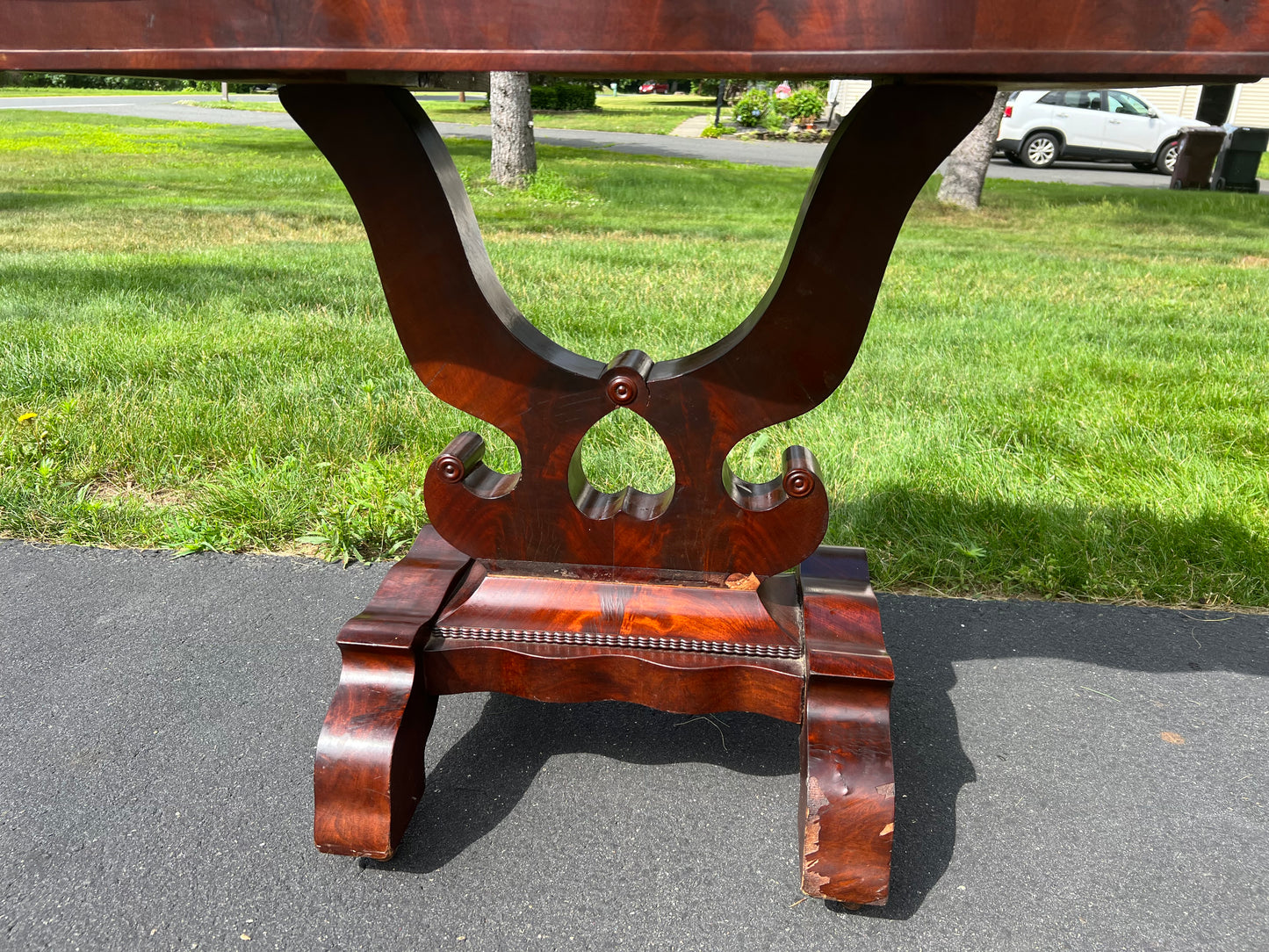 Antique Flame Mahogany American Empire Game Table