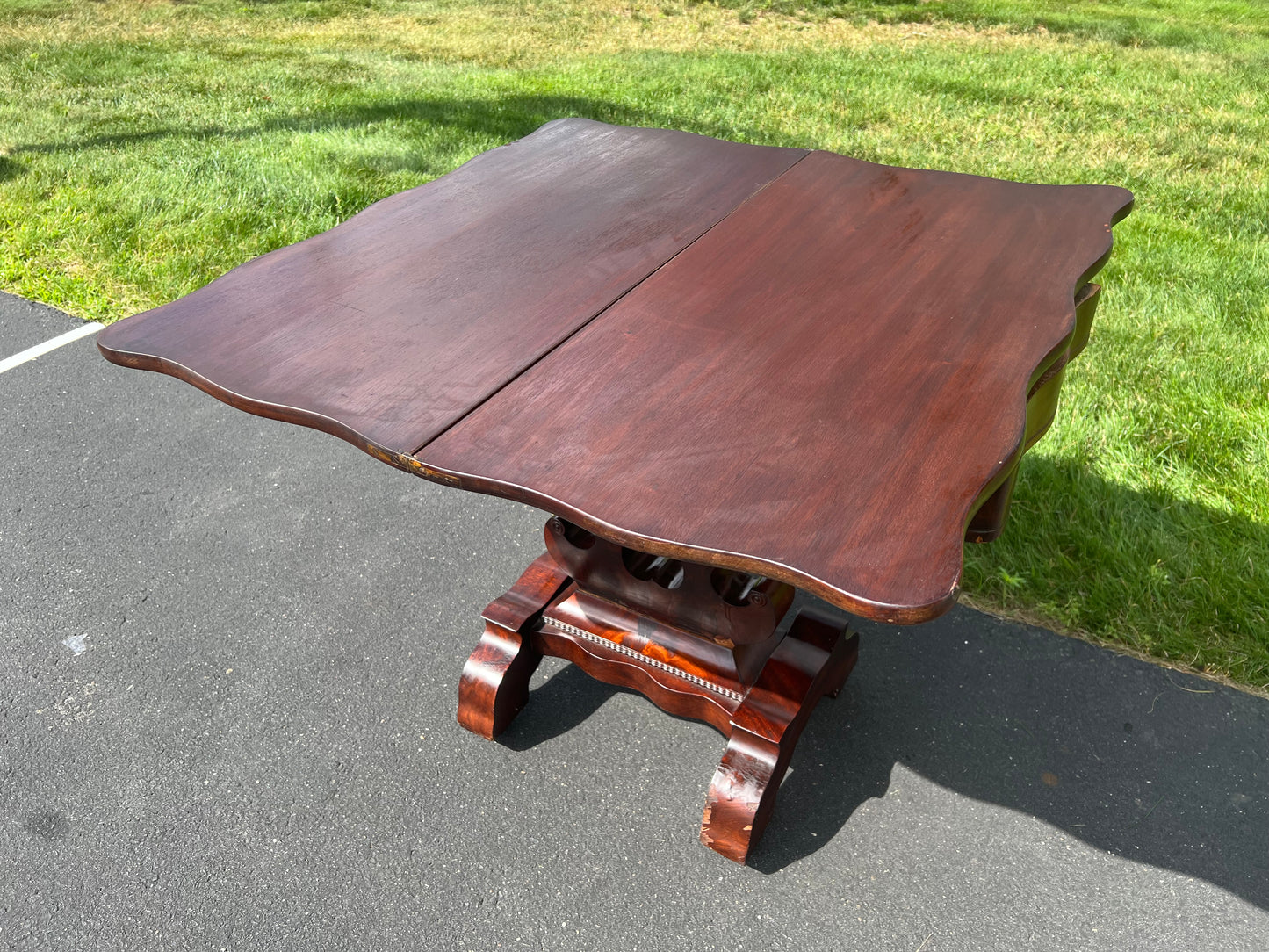 Antique Flame Mahogany American Empire Game Table