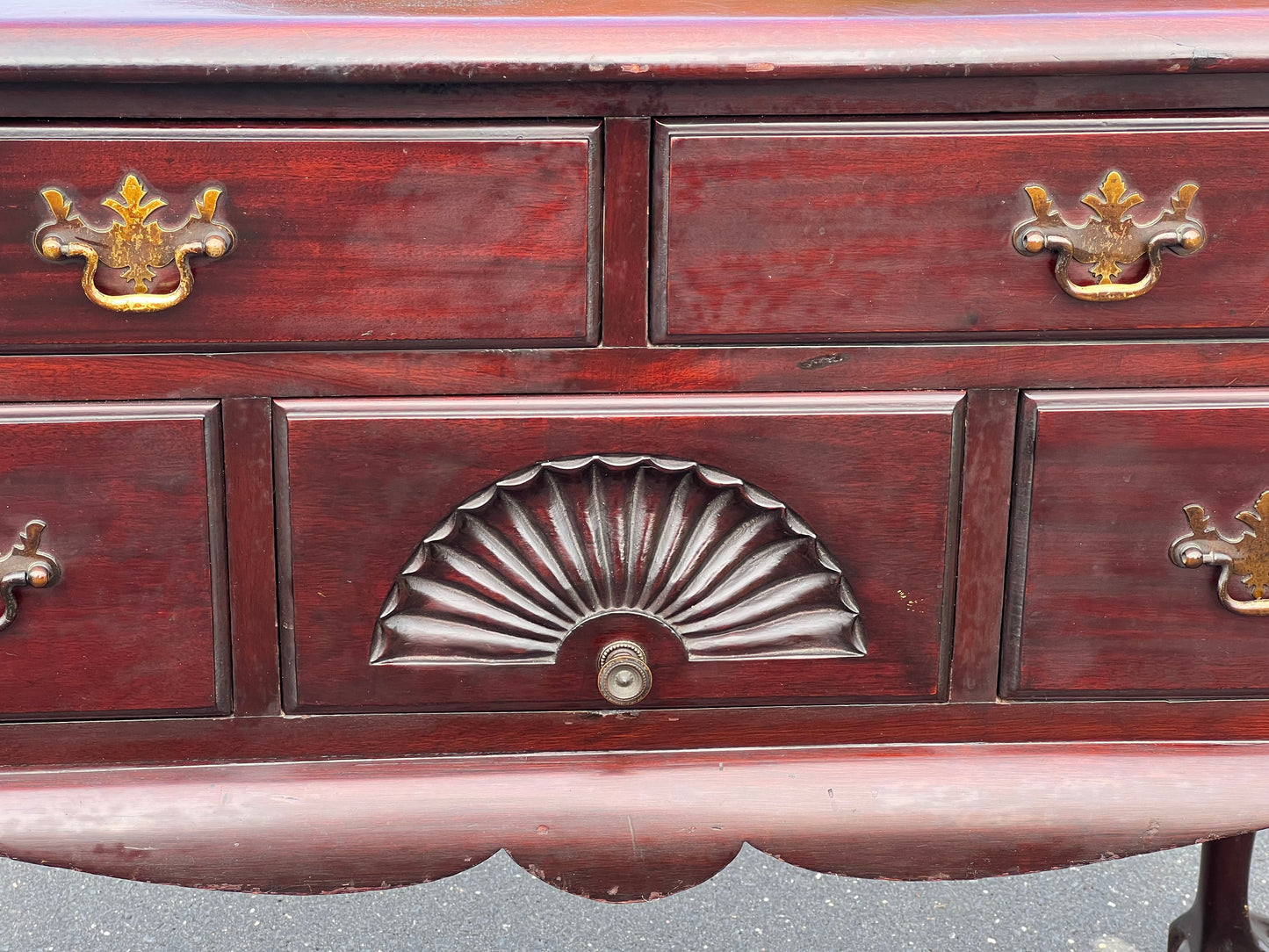 Traditional Revival Solid Mahogany Queen Anne Lowboy by Old Colony Furniture Boston