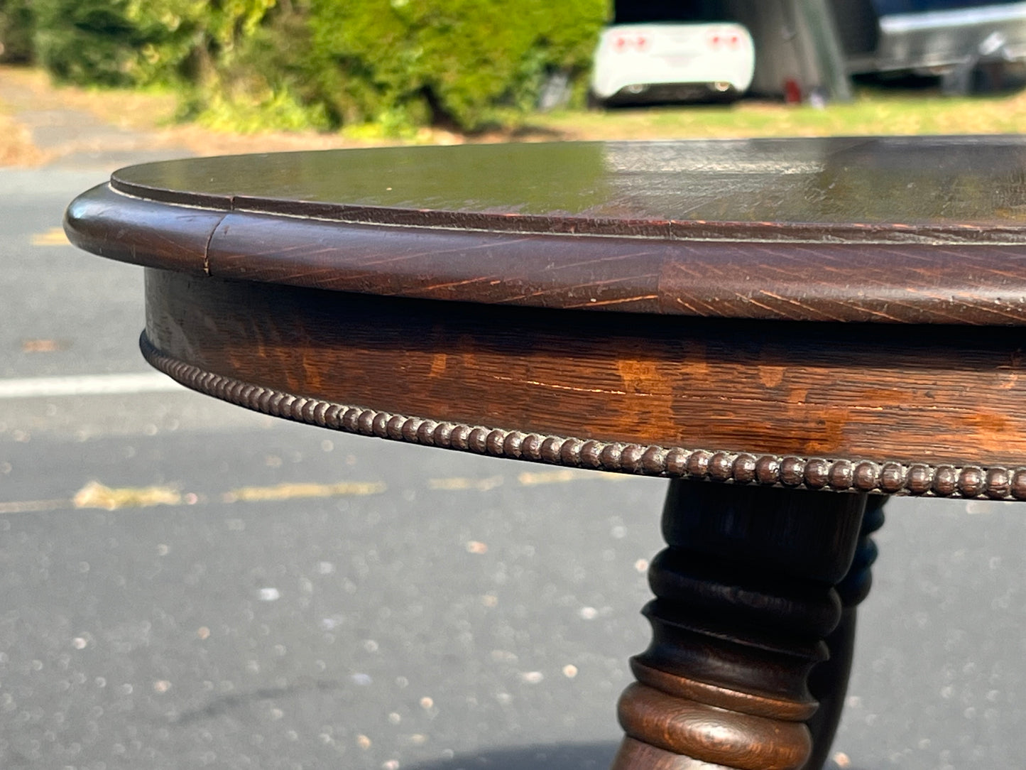 Antique Victorian Oak Lamp Stand with Glass Ball and Claw Feet c. 1890