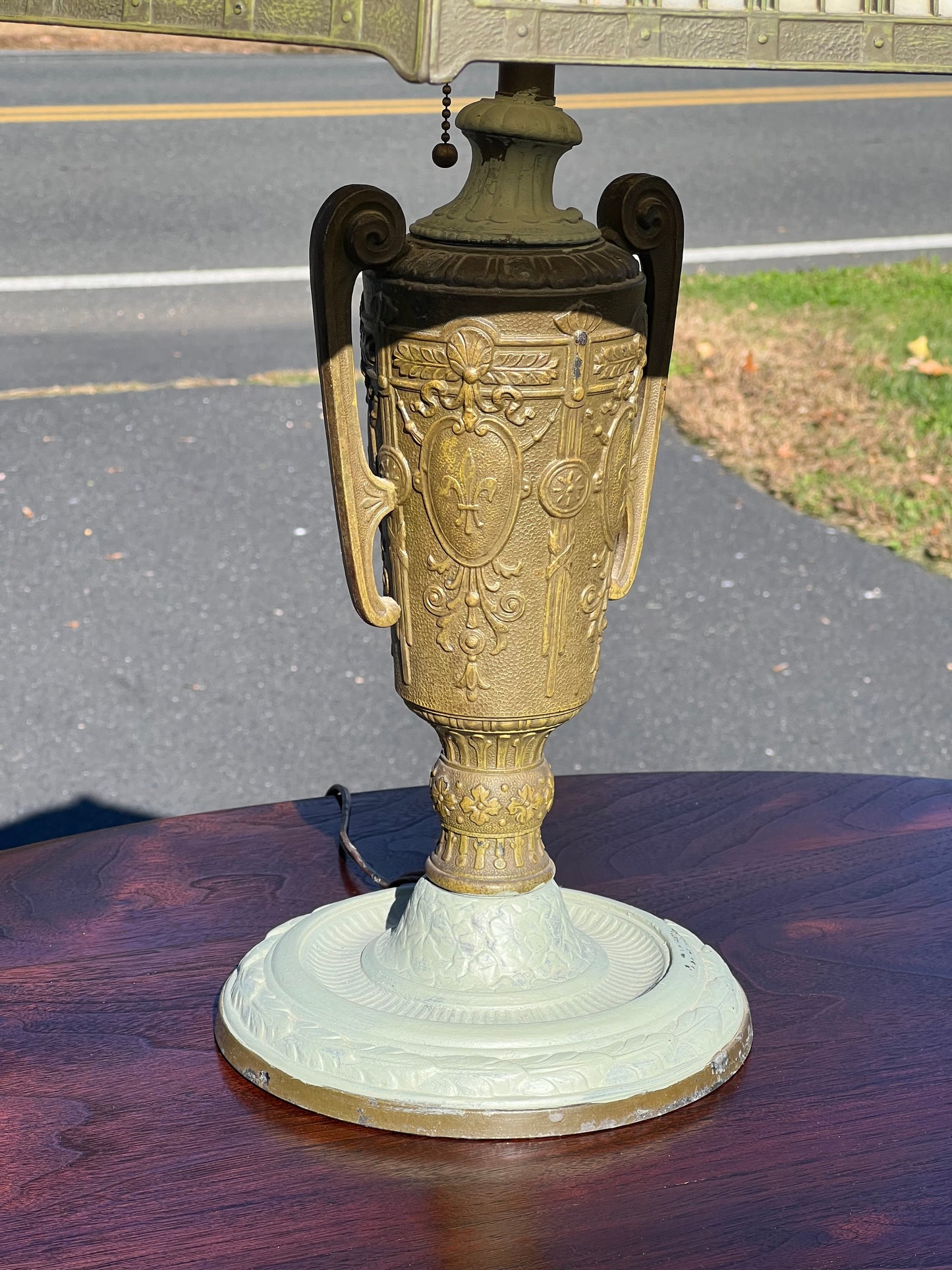 Antique Victorian Slag Glass Lamp