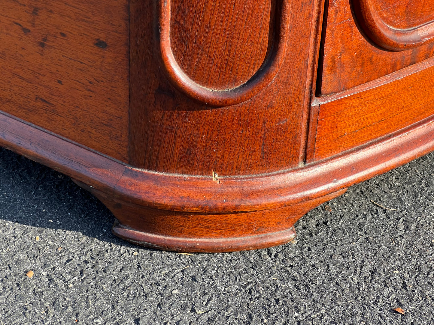 Antique Victorian Curly Walnut Bow Front Three Drawer Chest c. 1870