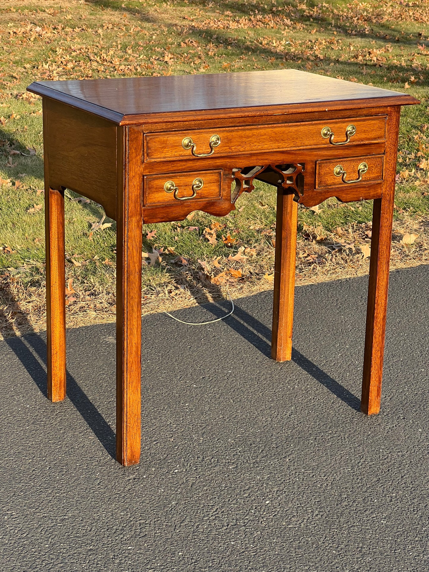 Vintage Walnut Three Drawer Dressing Table