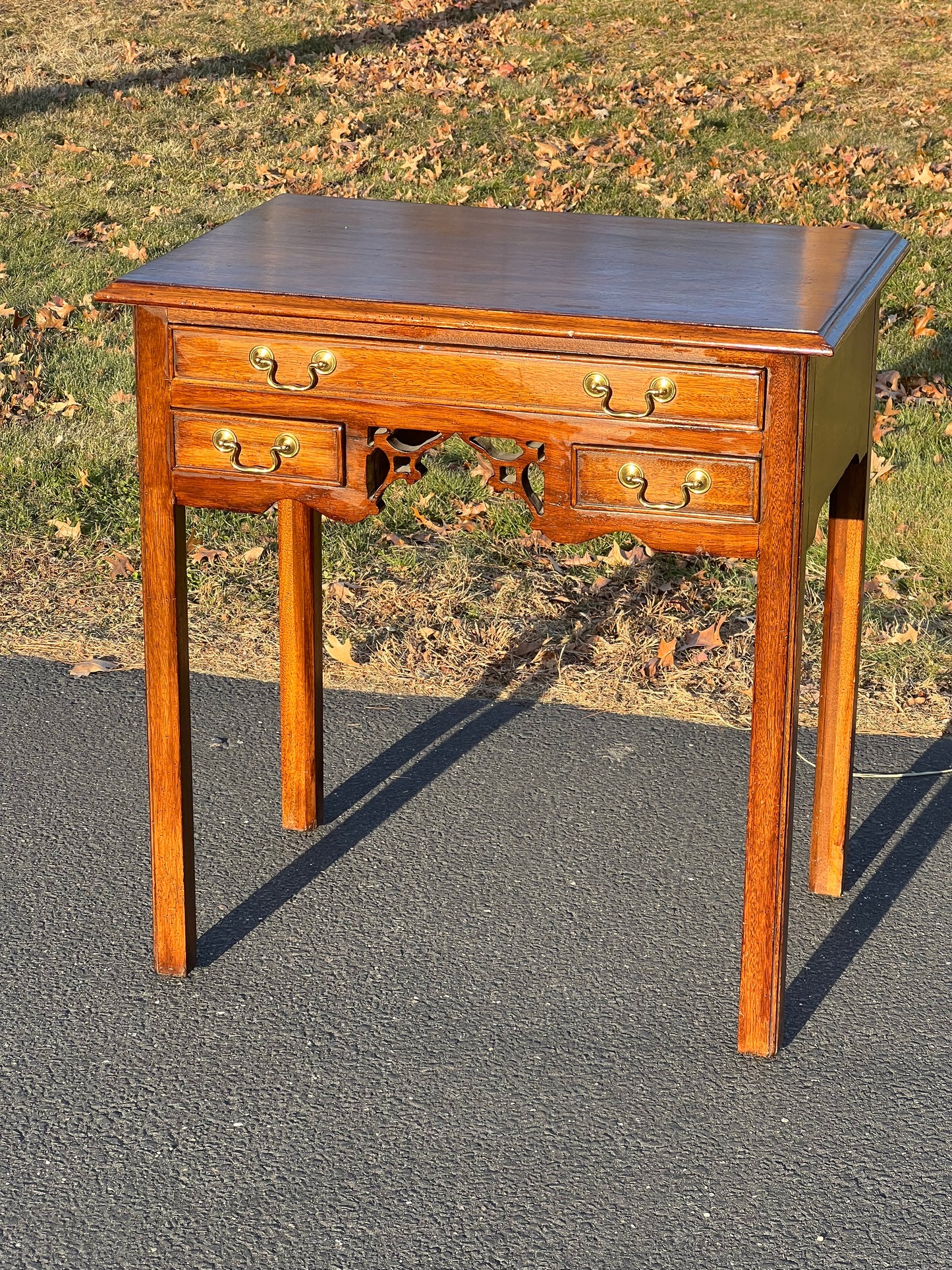 Vintage Walnut Three Drawer Dressing Table