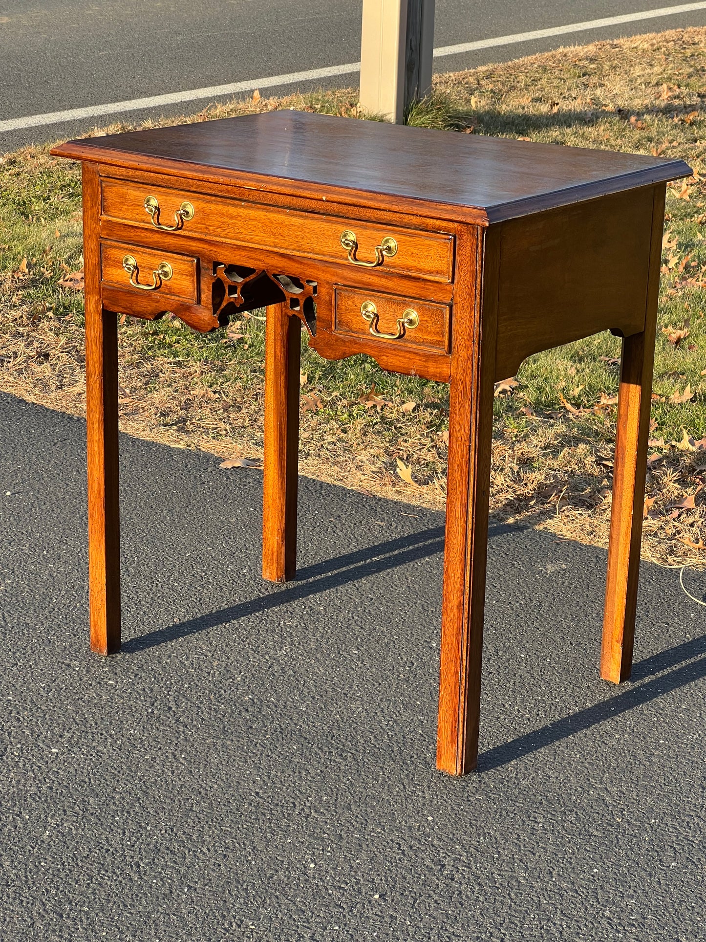 Vintage Walnut Three Drawer Dressing Table