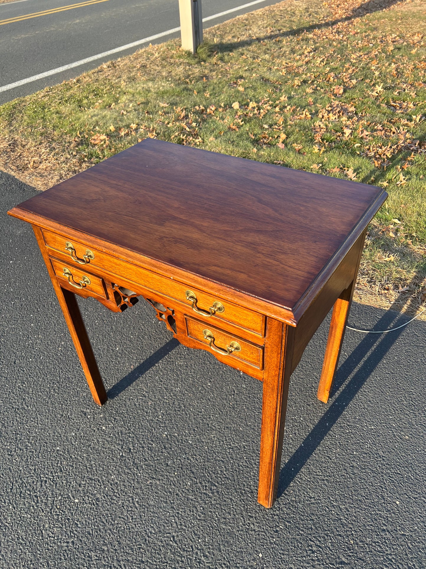 Vintage Walnut Three Drawer Dressing Table