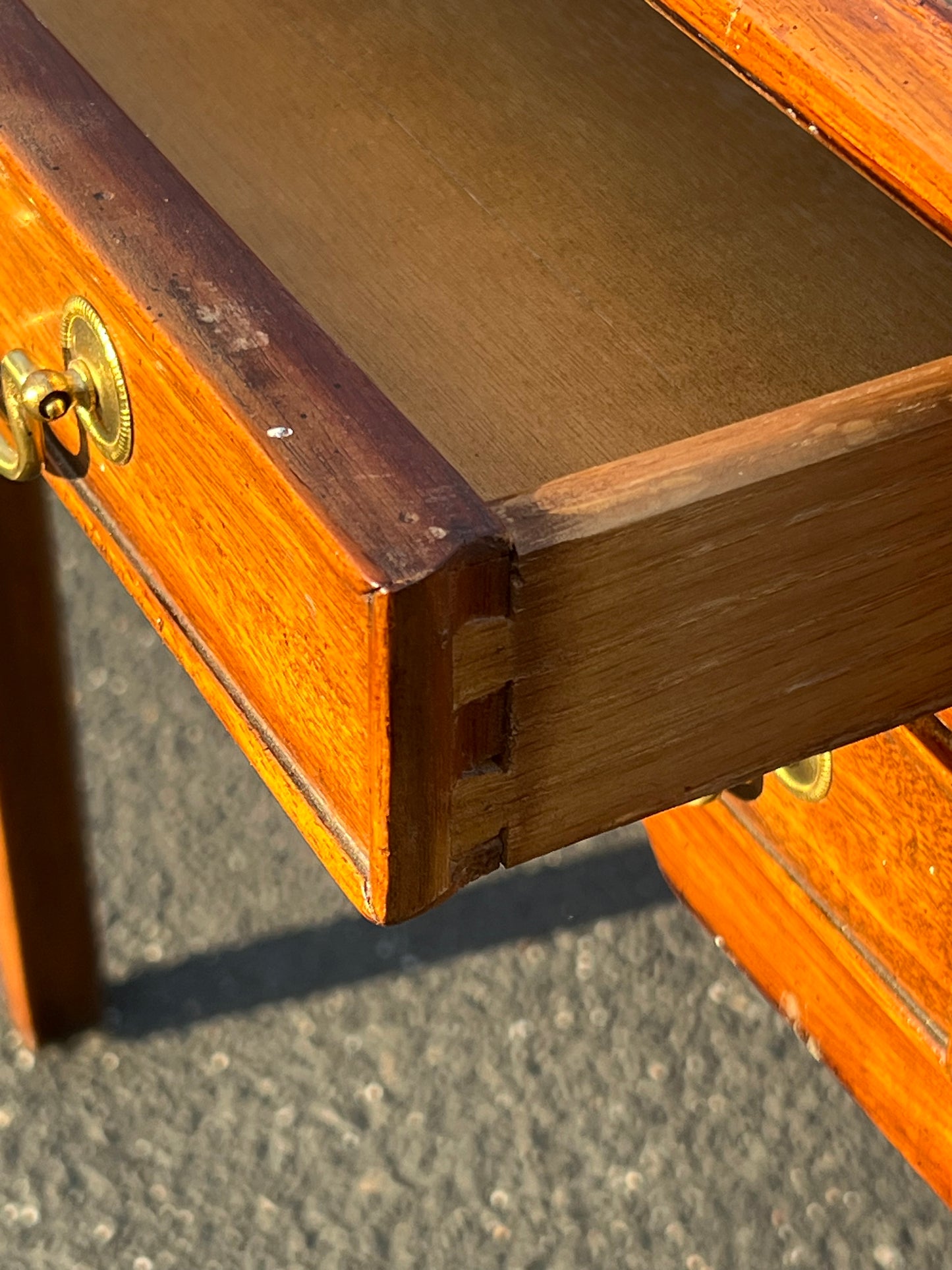 Vintage Walnut Three Drawer Dressing Table