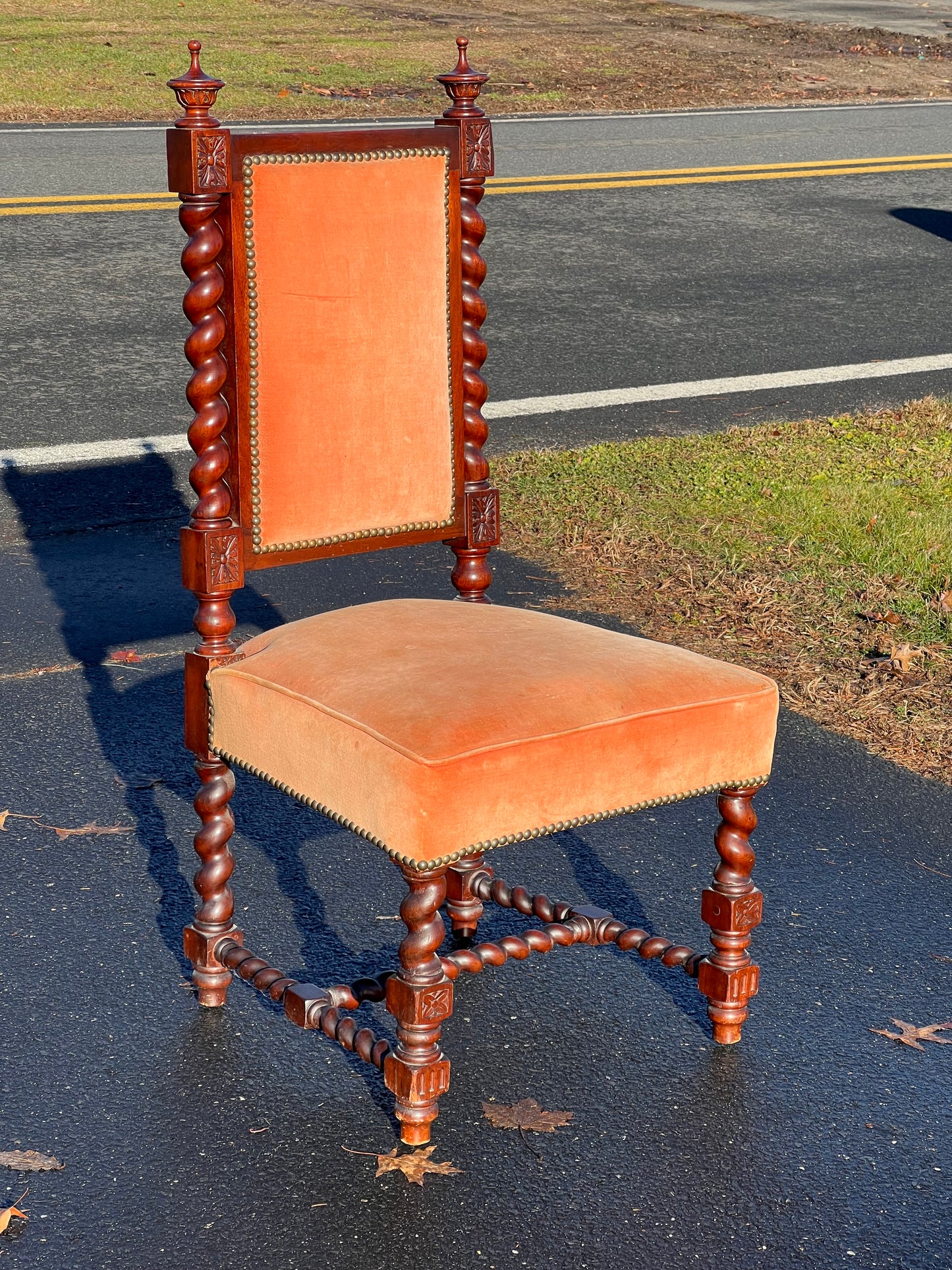 Antique Renaissance Revival Mahogany Barley Twist Parlor Chair c. 1850